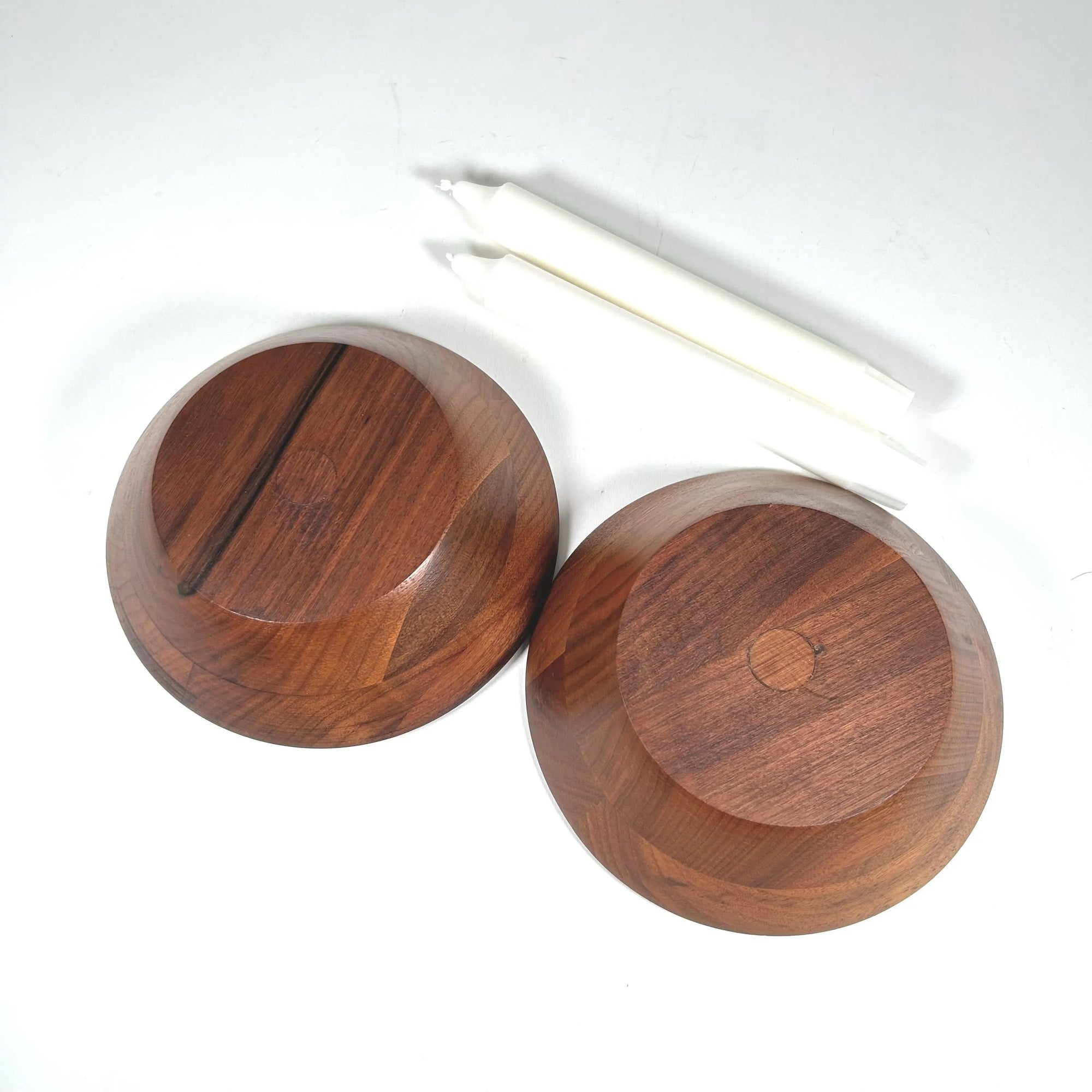Mid-Century Wood Candlestick Holder Set of 2