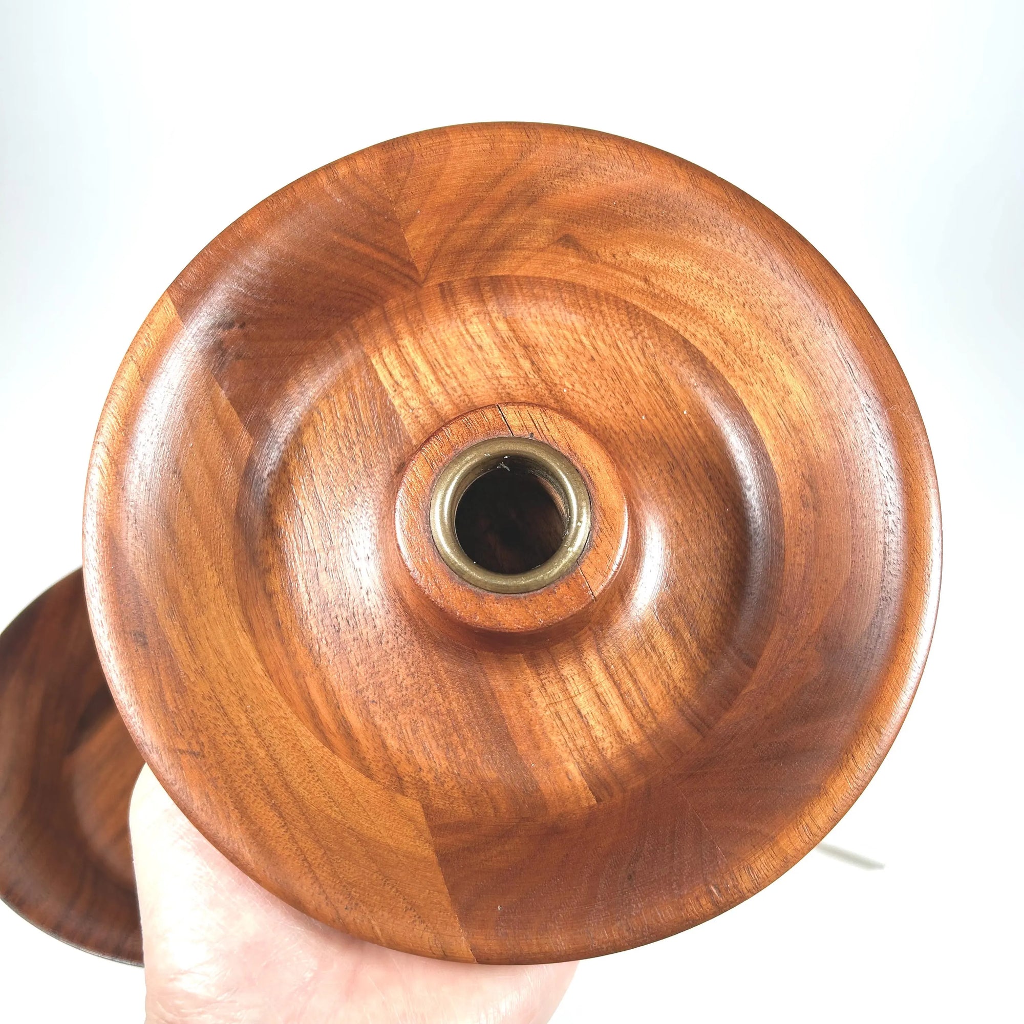 Mid-Century Wood Candlestick Holder Set of 2