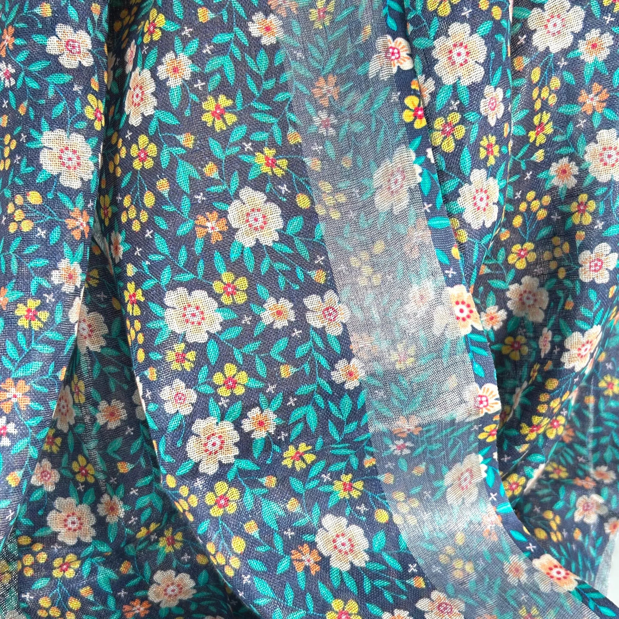 Scarves for the Taller Profile - Blue Flower Shawl Wrap by Binita Sen Weaves