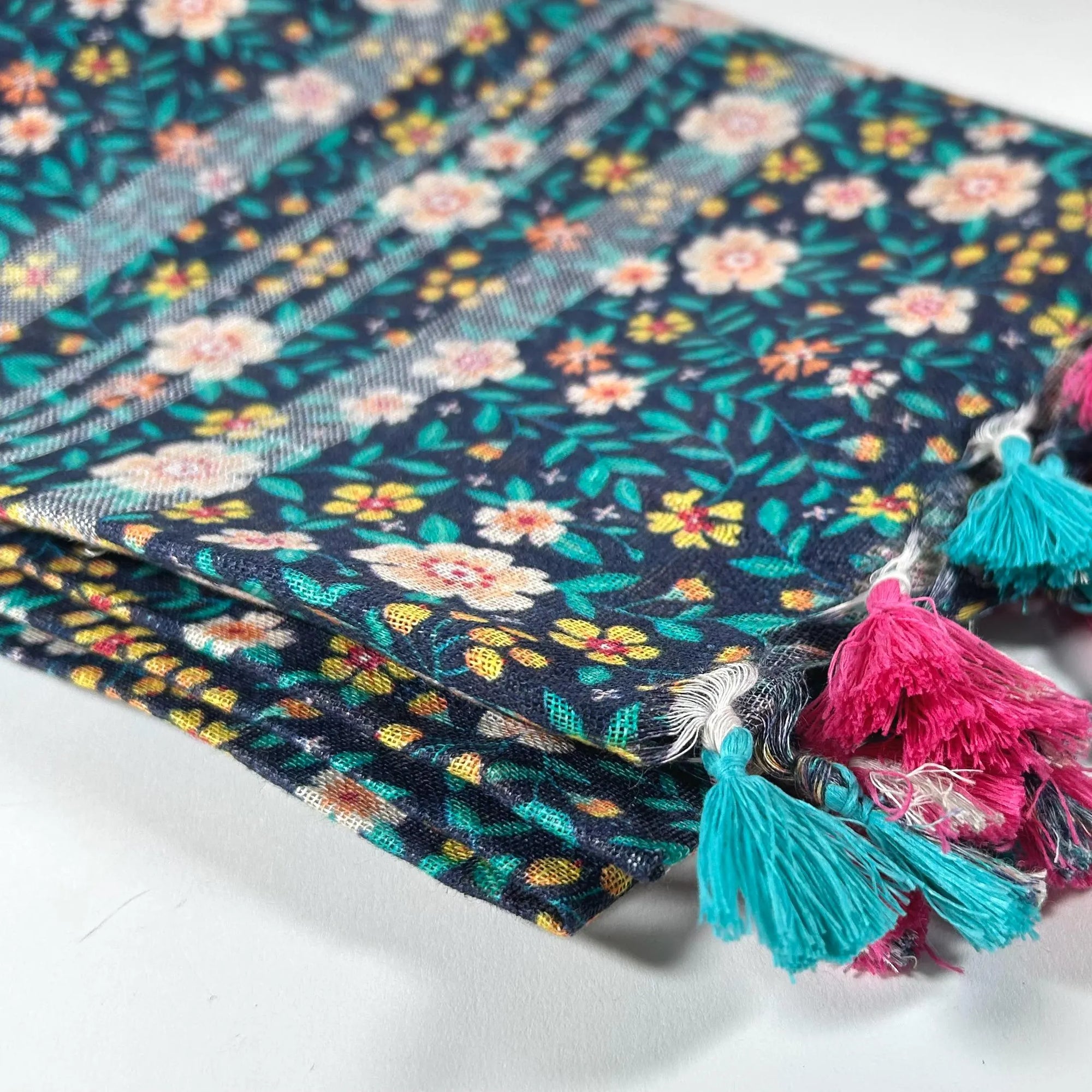 Scarves for the Taller Profile - Blue Flower Shawl Wrap by Binita Sen Weaves