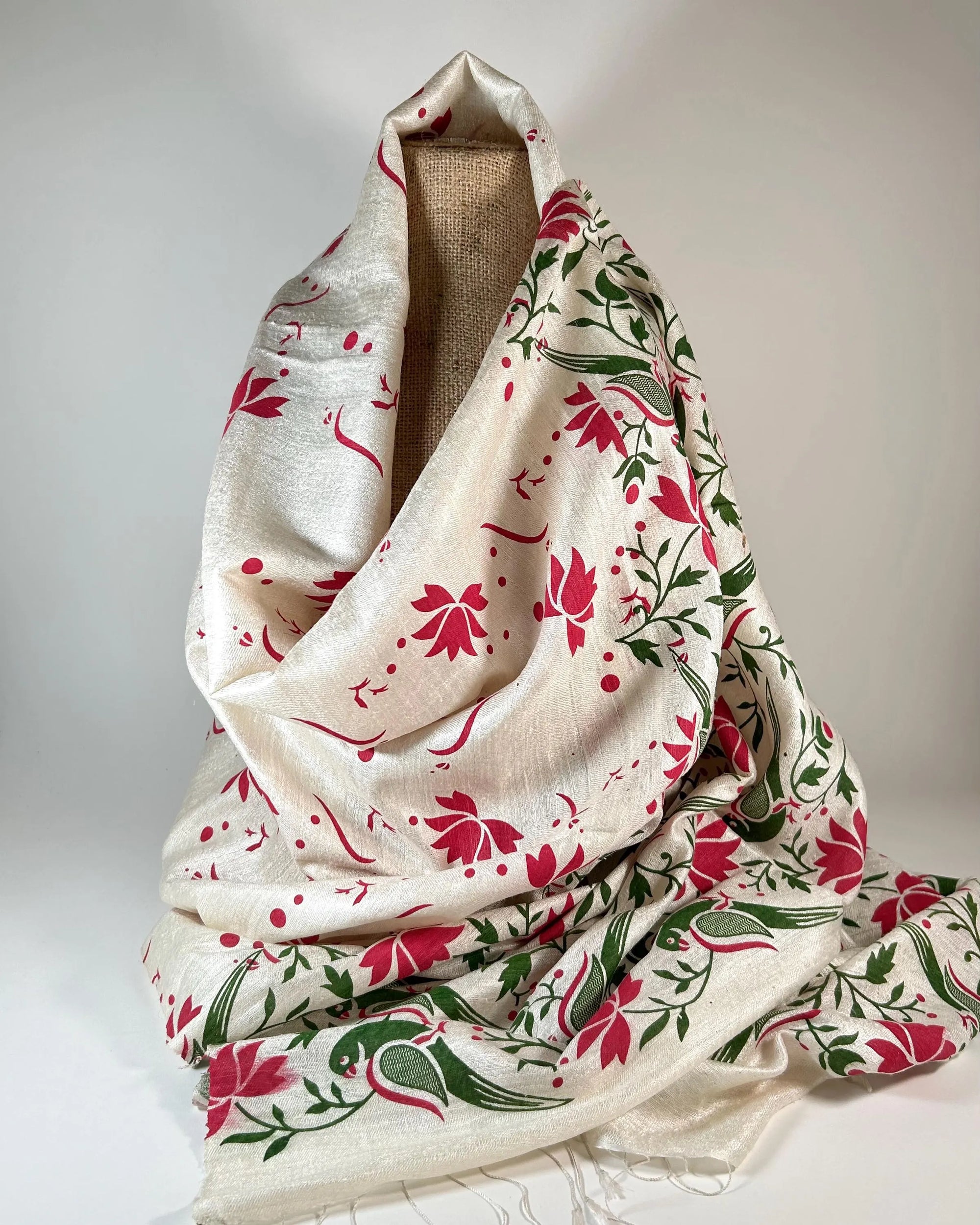 Birds and Flowers Shawl Wrap by Binita Sen Weaves