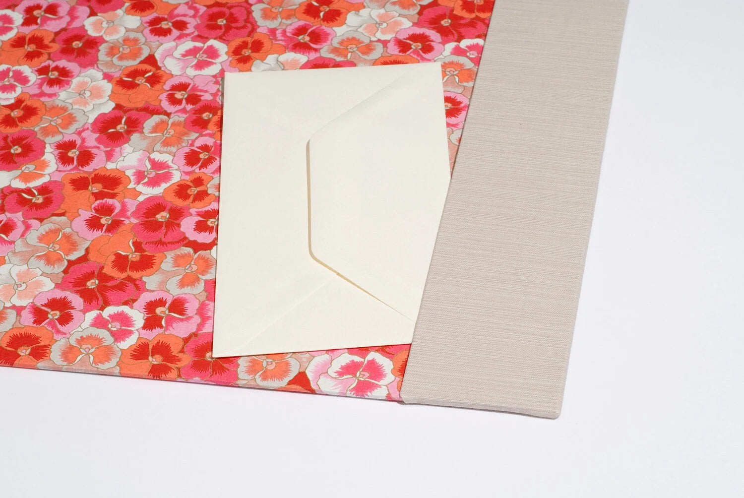 Groovy Floral Desk Blotter / Desk Pad in Red and Off White