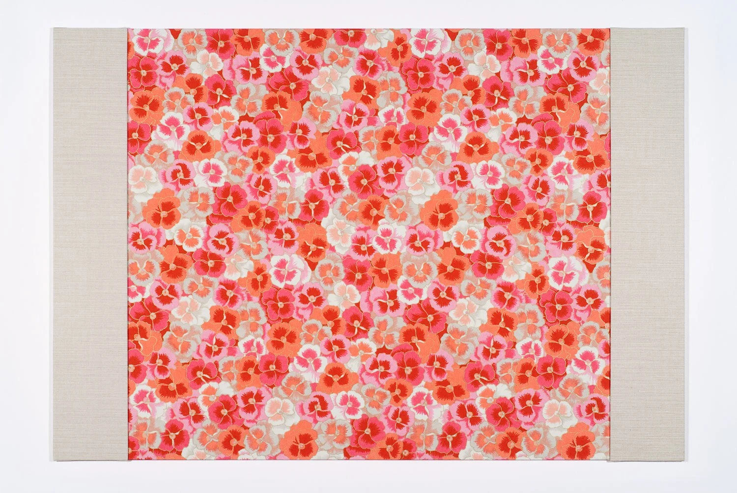 Groovy Floral Desk Blotter / Desk Pad in Red and Off White