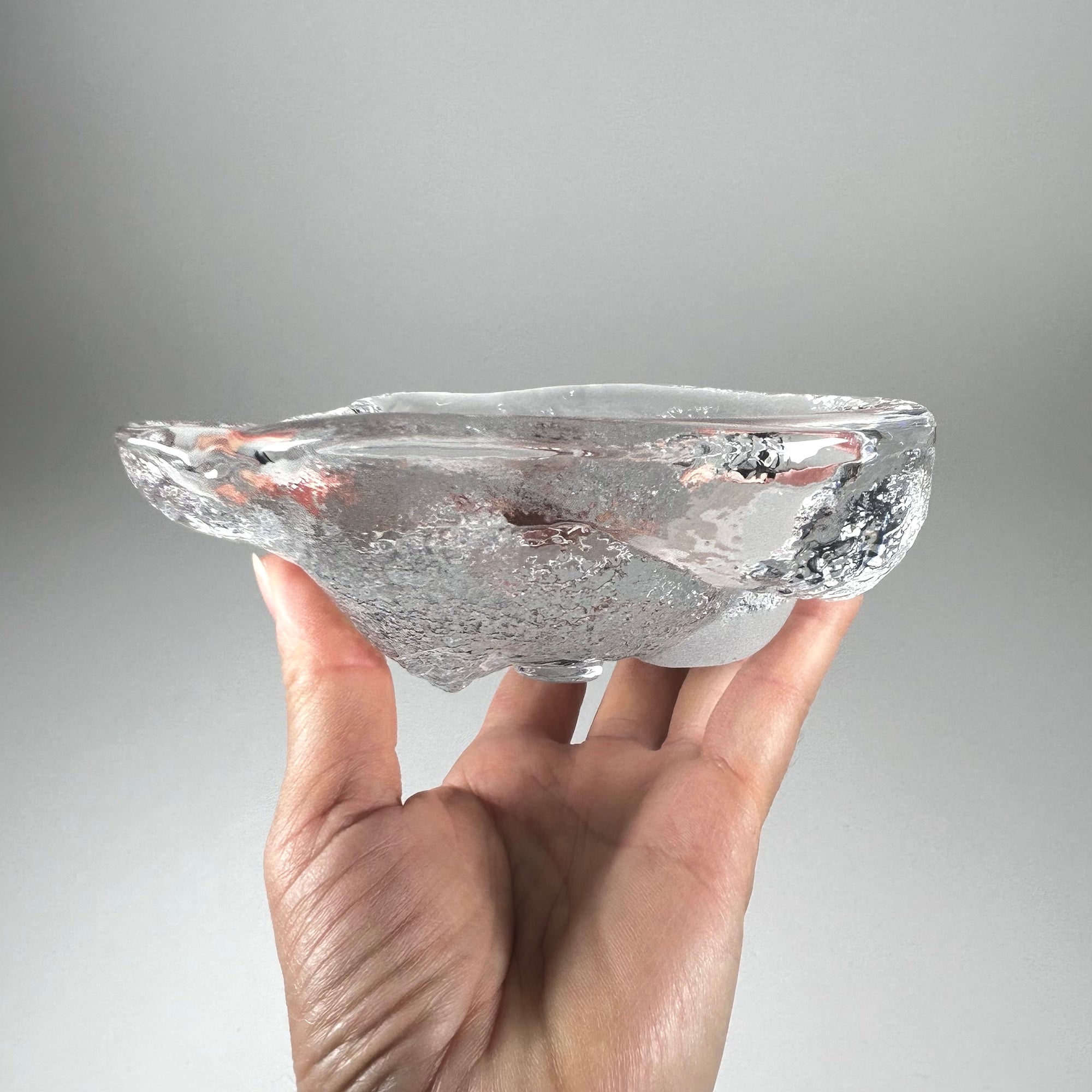 Vintage Viking Glass Cat Face Small Dish - Clear Glass