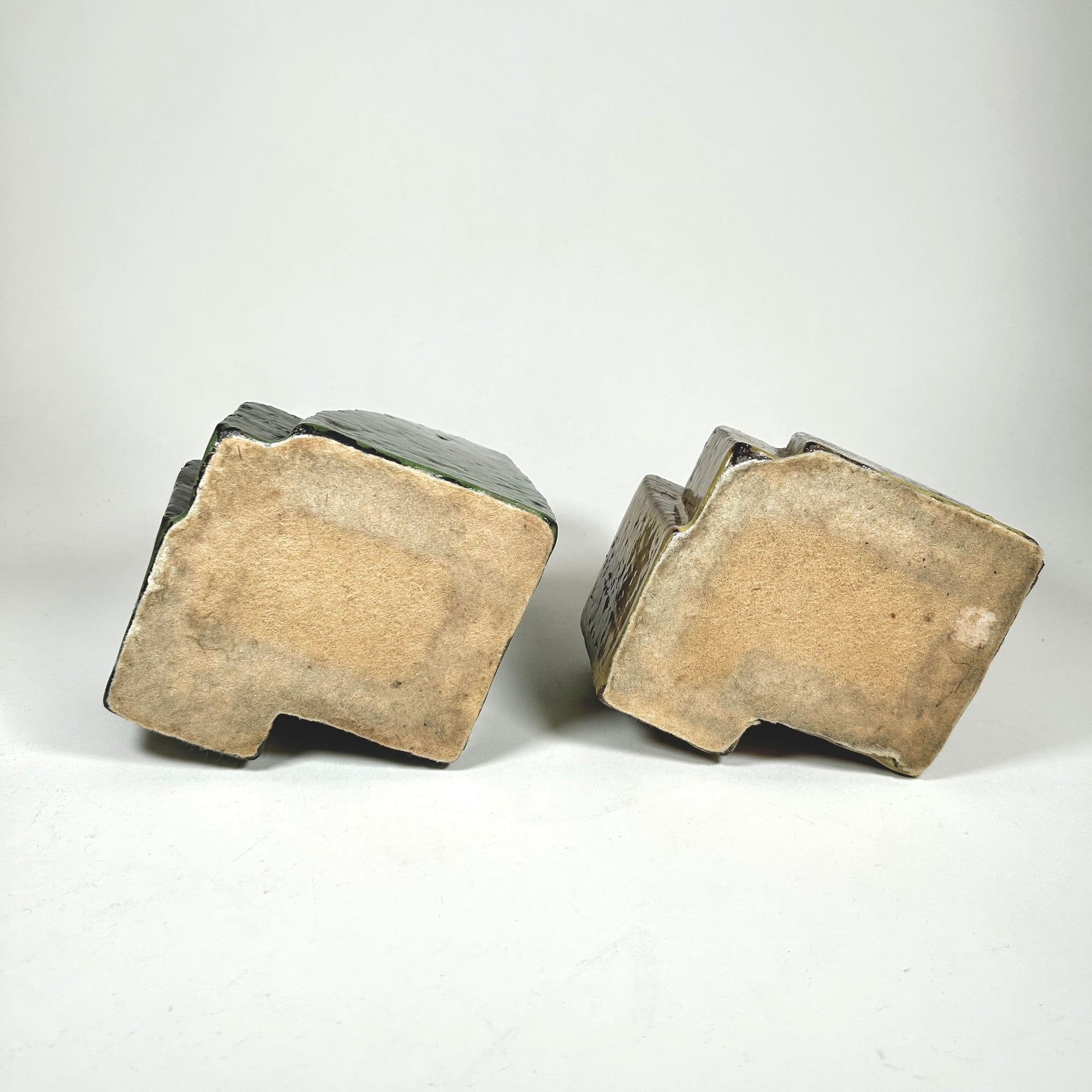 Handmade Minimalist Cactus Inspired Bookends in Green and Tan
