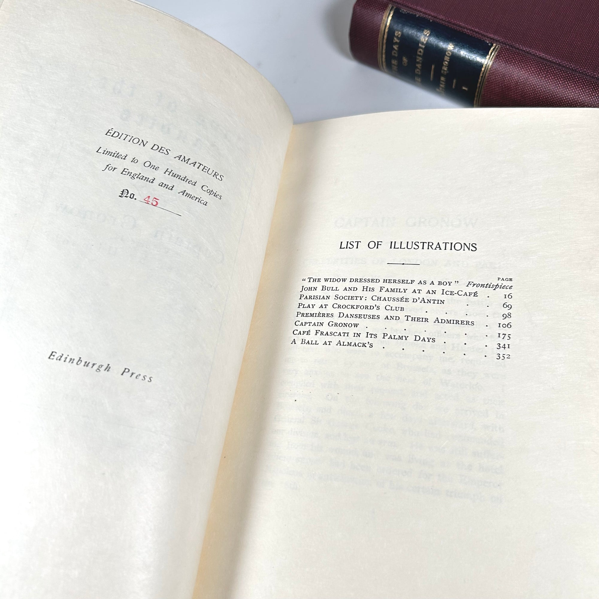Days of the Dandies by Captain Gronow "Edition Des Amateurs" Limited to 100 - Grolier Society - Free Shipping