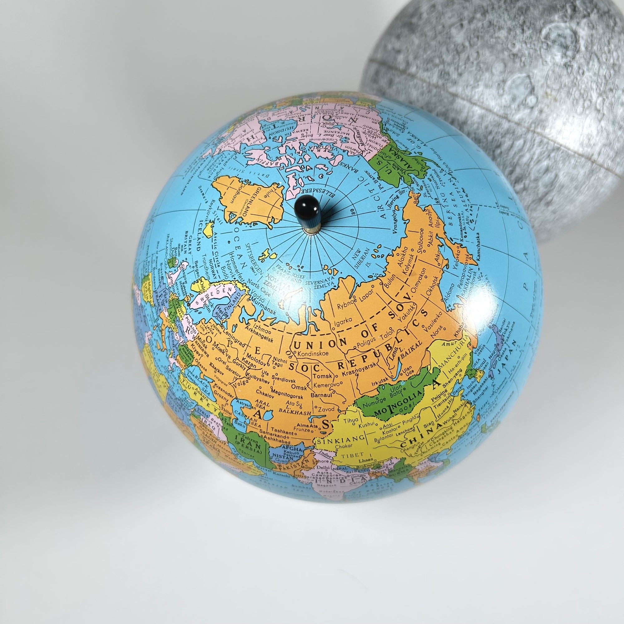 Mid-century Replogle Double Globe - Rare Earth and Moon on Stands