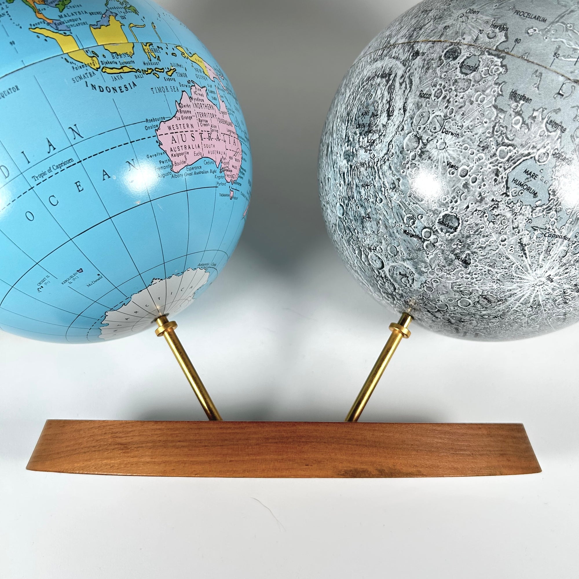 Mid-century Replogle Double Globe - Rare Earth and Moon on Stands