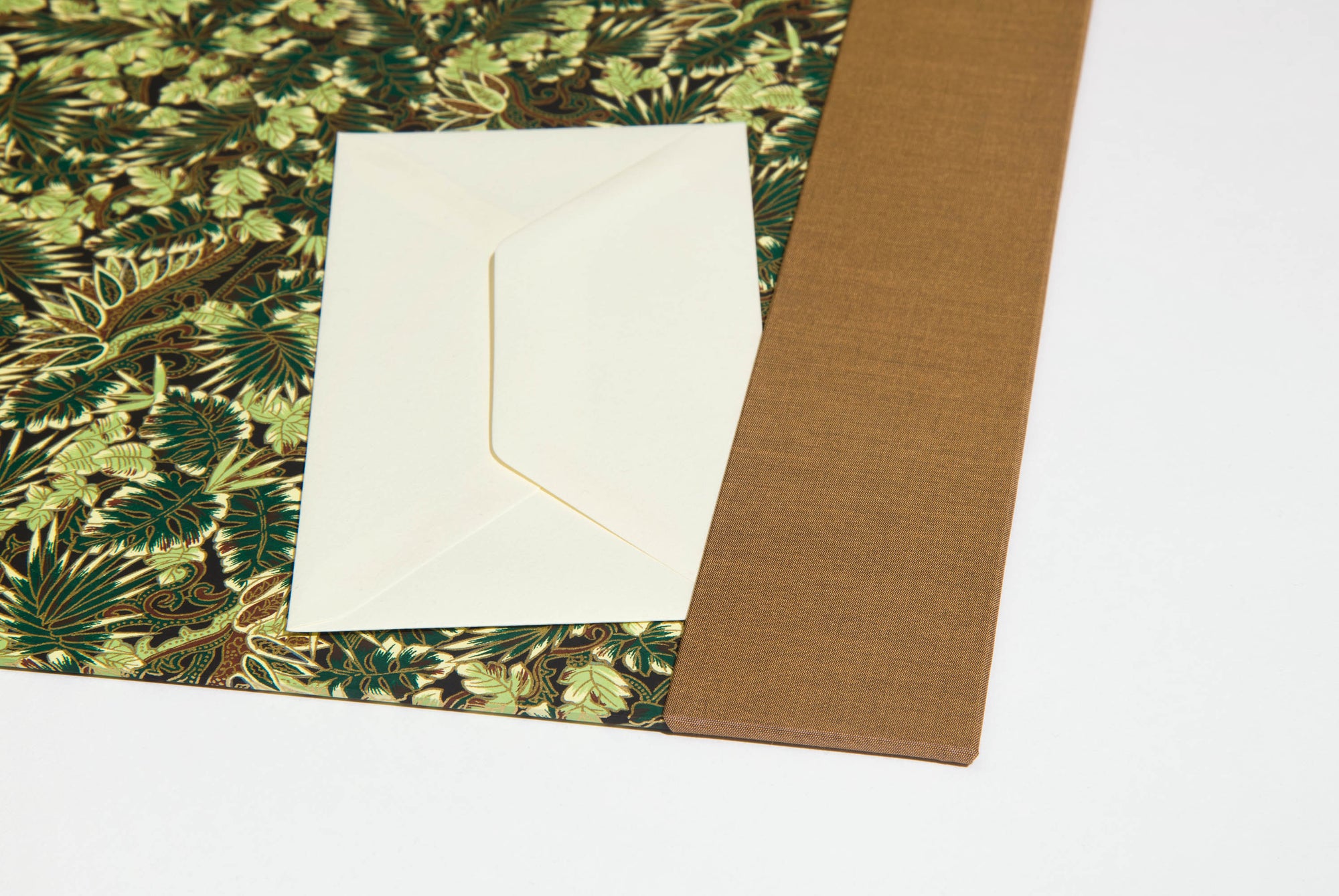 Green &amp; Gold Solid Desk Blotter by Eight Books SF | Japanese Paper &amp; Gold Silk Bookcloth