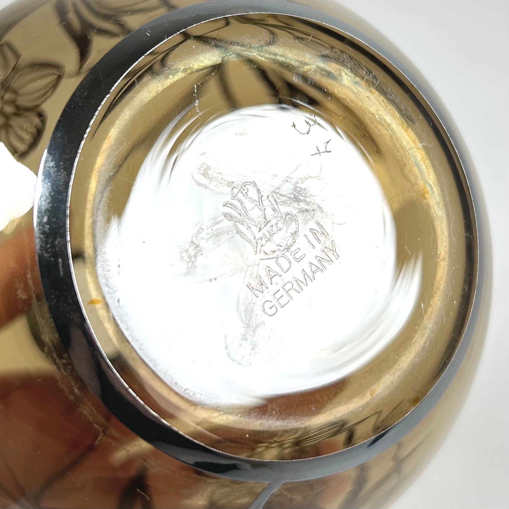 Friedrich Deusch Smoky Glass Vase with Silver Floral Overlay | Germany