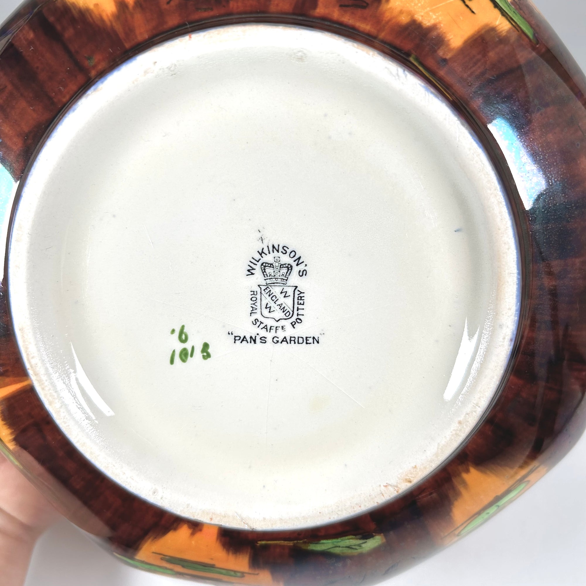Wilkinson&#39;s Pan&#39;s Garden Art Deco Octagonal Bowl in Orange Luster