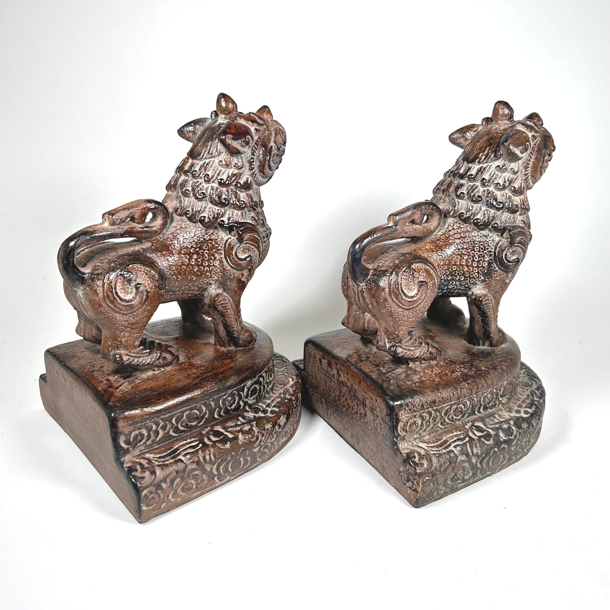 Vintage Chinese Guardian Fu Dog Bookends