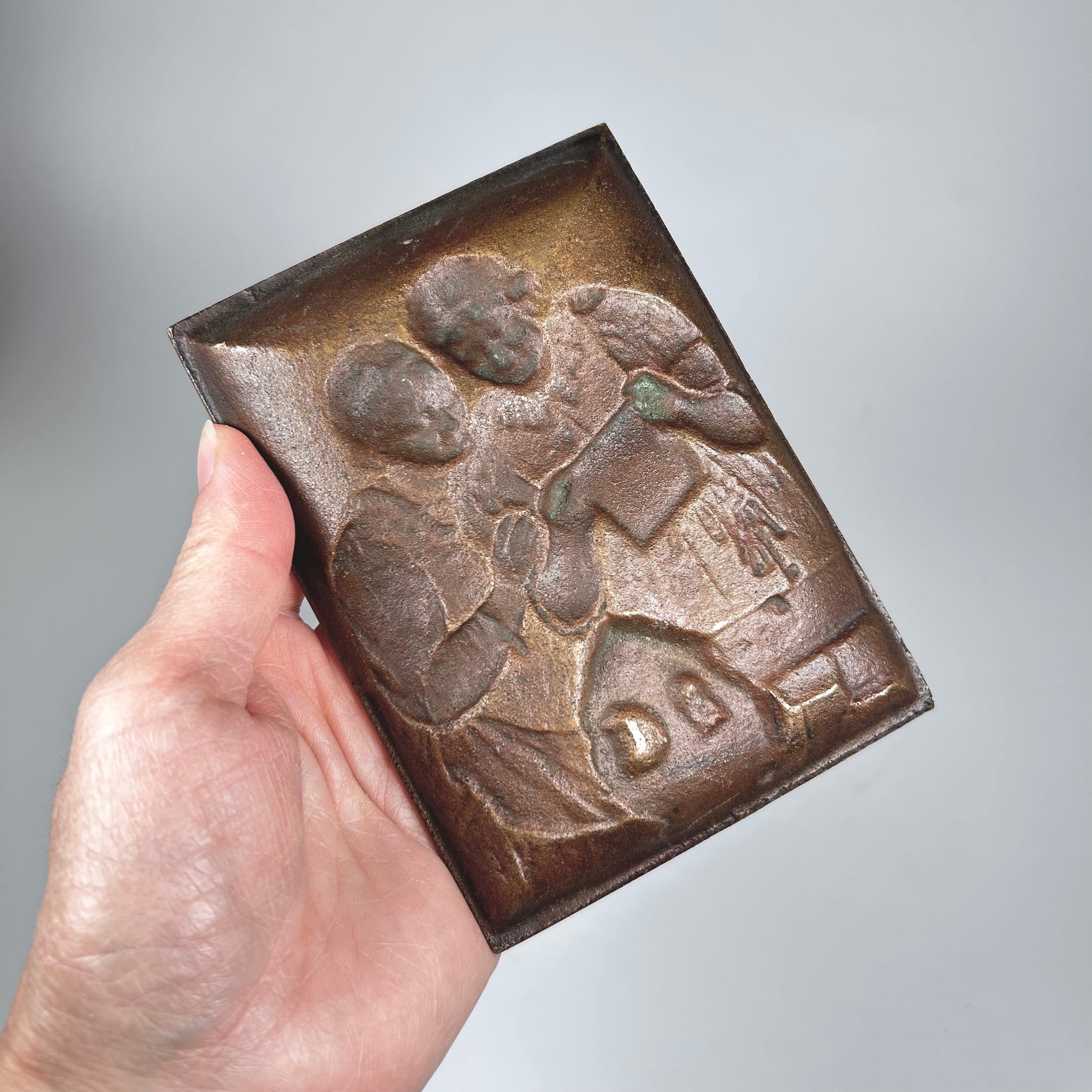Vintage Metal Trinket Dish with Two Women