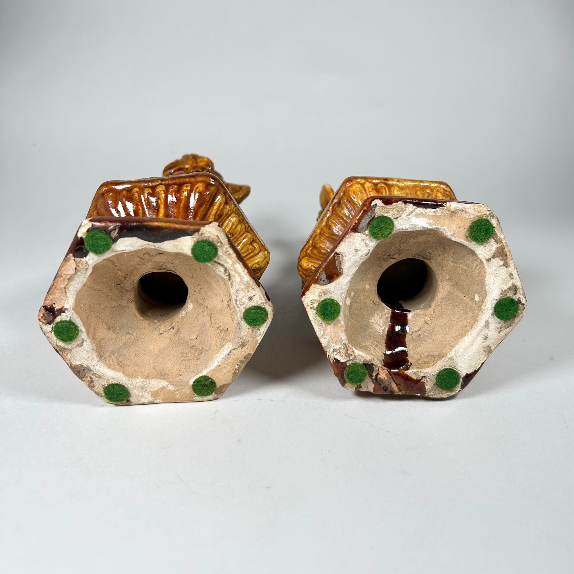 Vintage Asian Foo Dogs in Caramel/Golden Brown Glaze