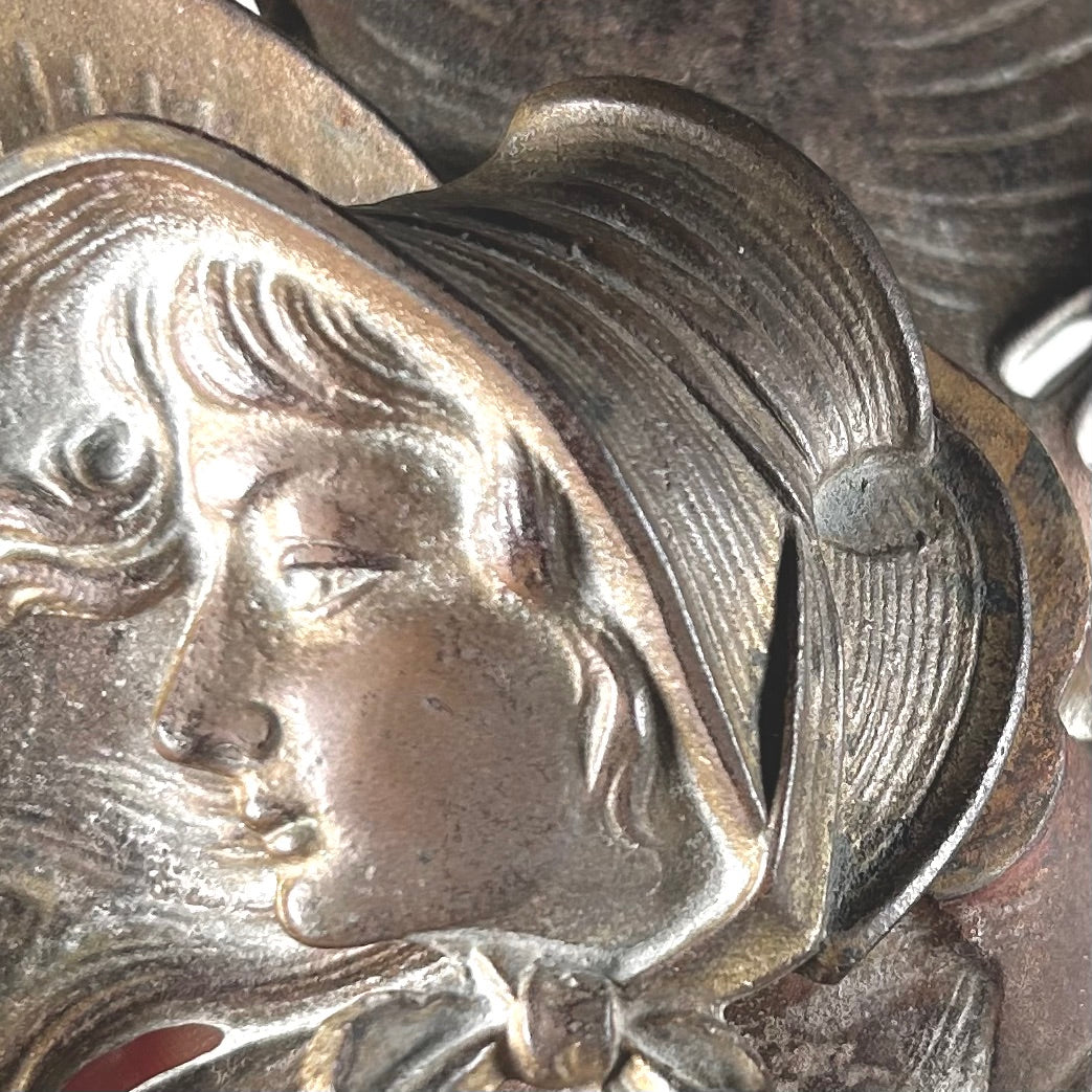 Four Leaf Clover and Woman&#39;s Head Inkwell