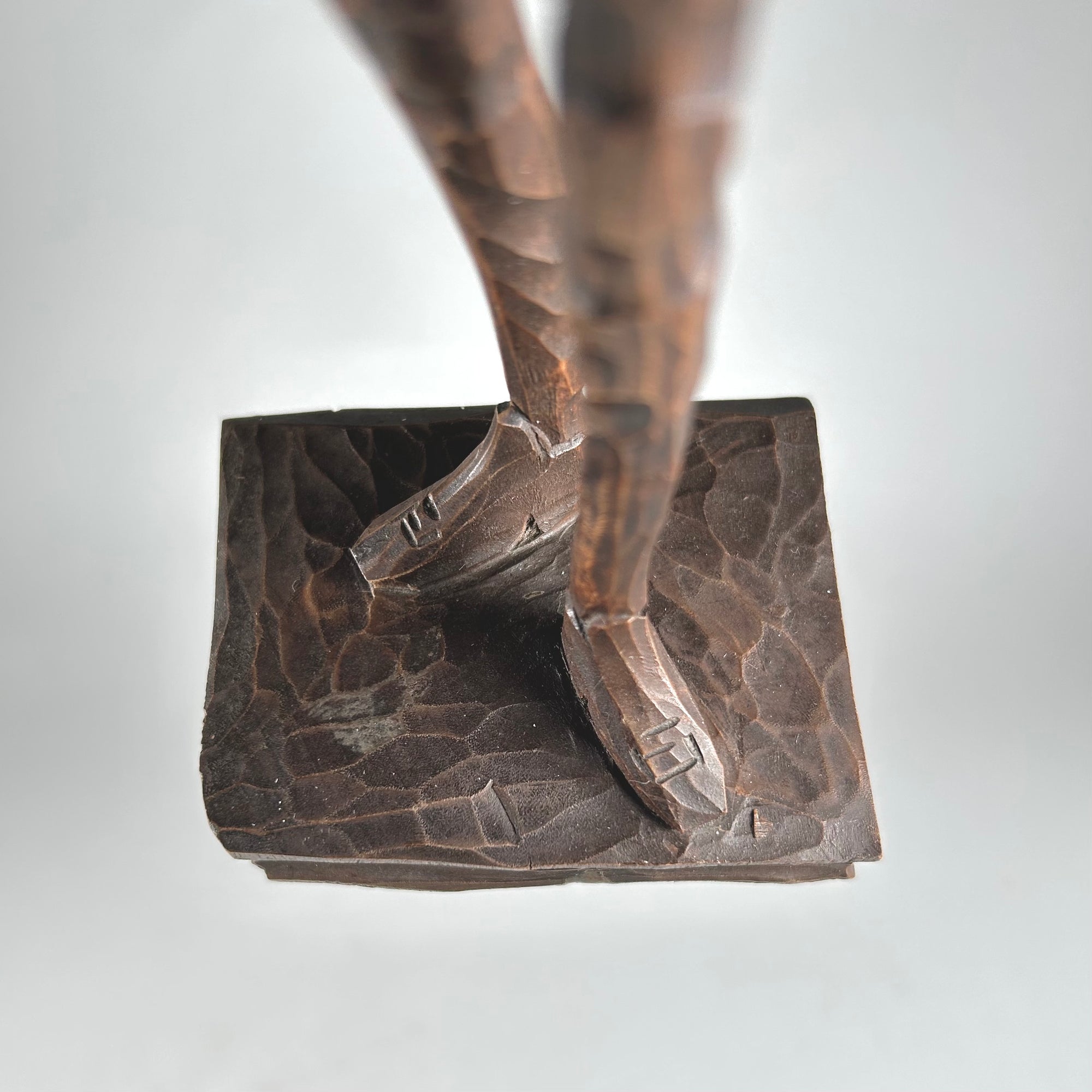 Cervantes Figure Standing on a Book Elongated Carved Wood