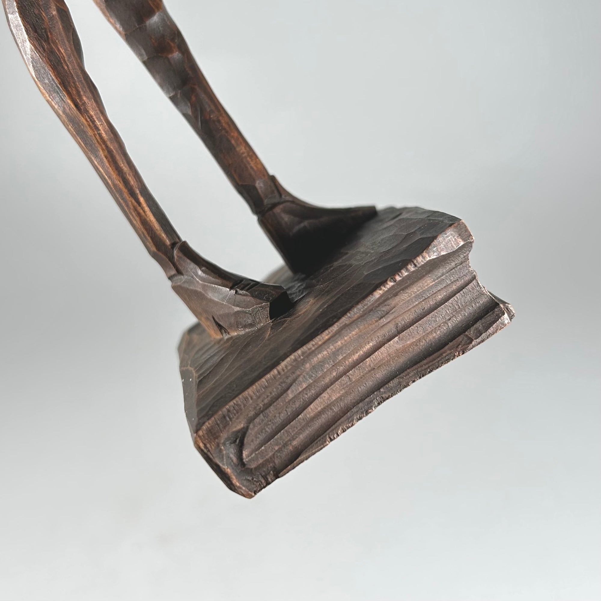 Cervantes Figure Standing on a Book Elongated Carved Wood
