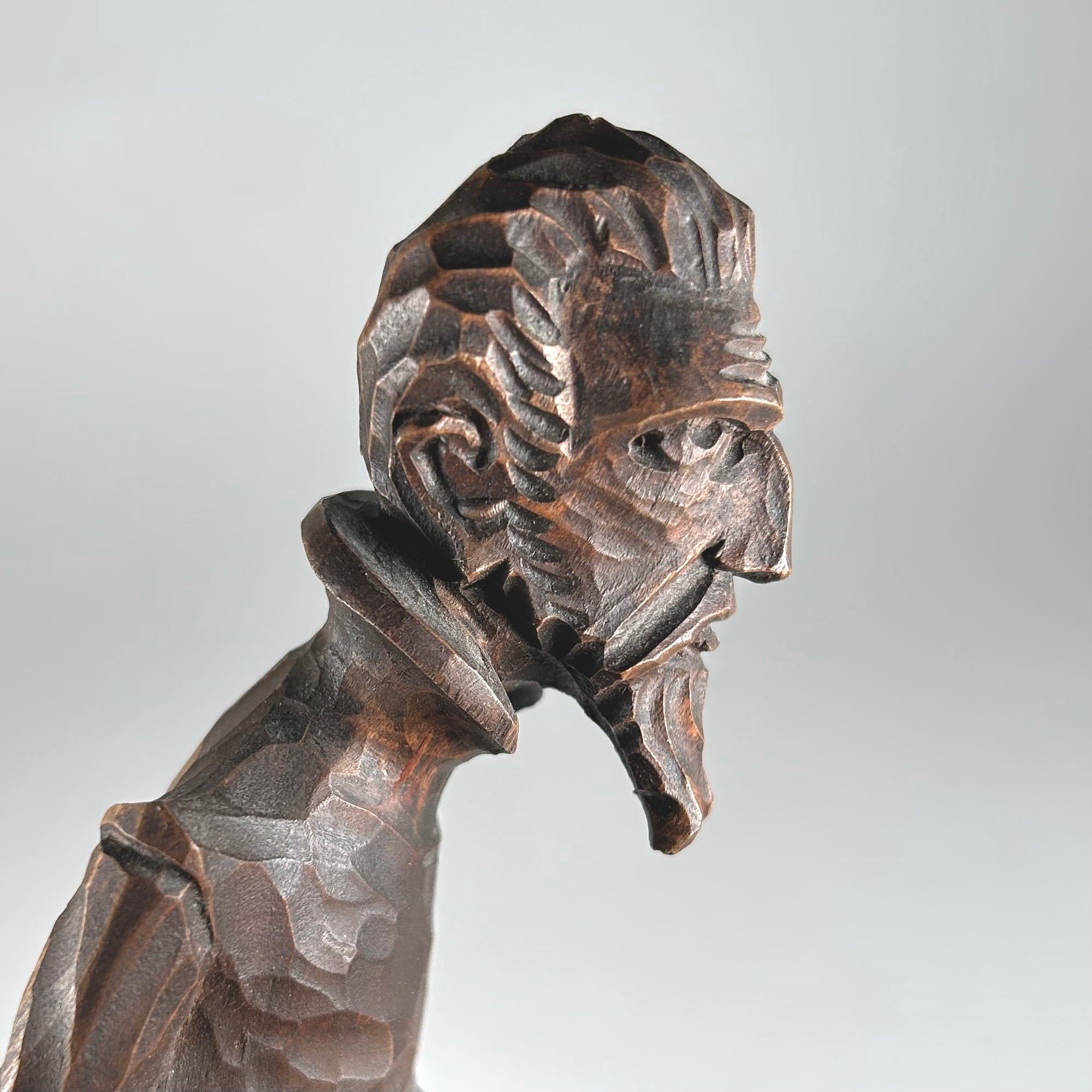 Cervantes Figure Standing on a Book Elongated Carved Wood