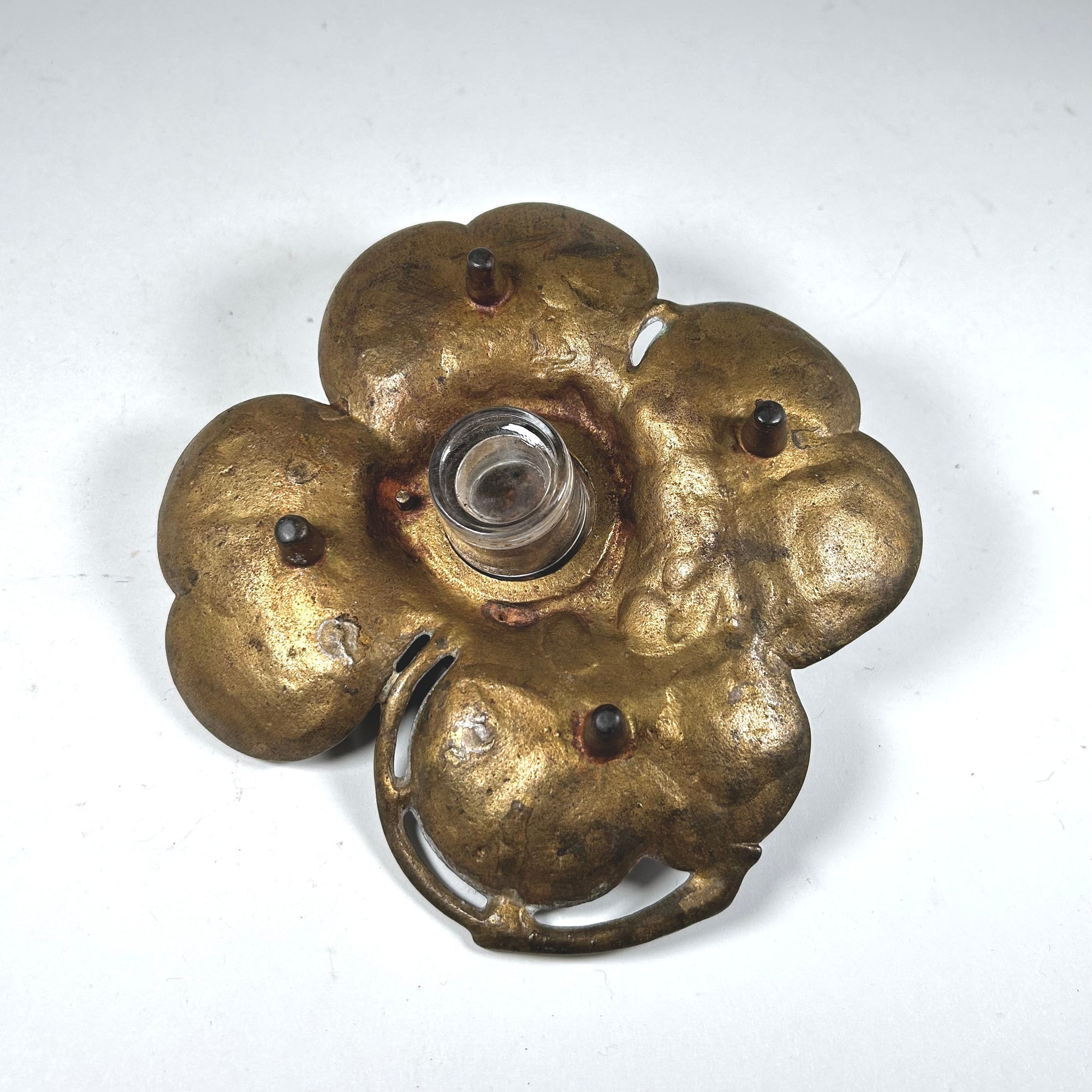 Four Leaf Clover and Woman&#39;s Head Inkwell