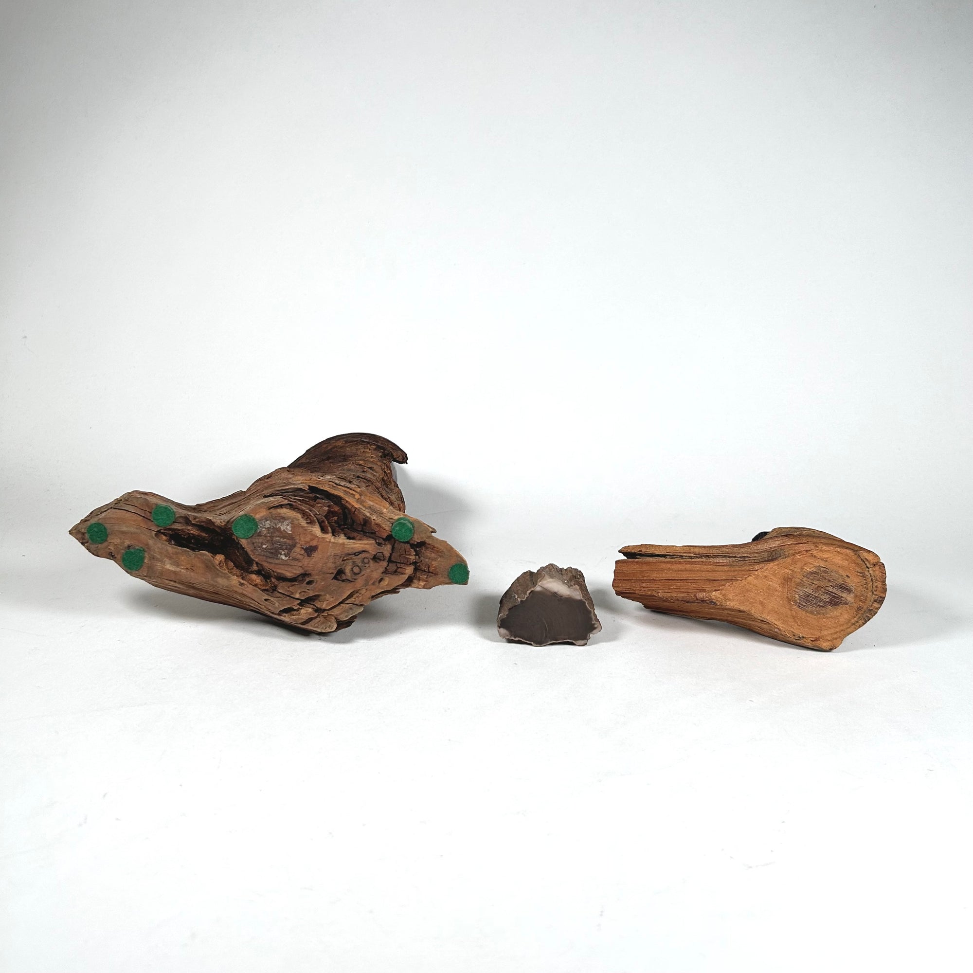 Vintage Carved Rootwood Asian Deity Shoulao and Petrified Wood