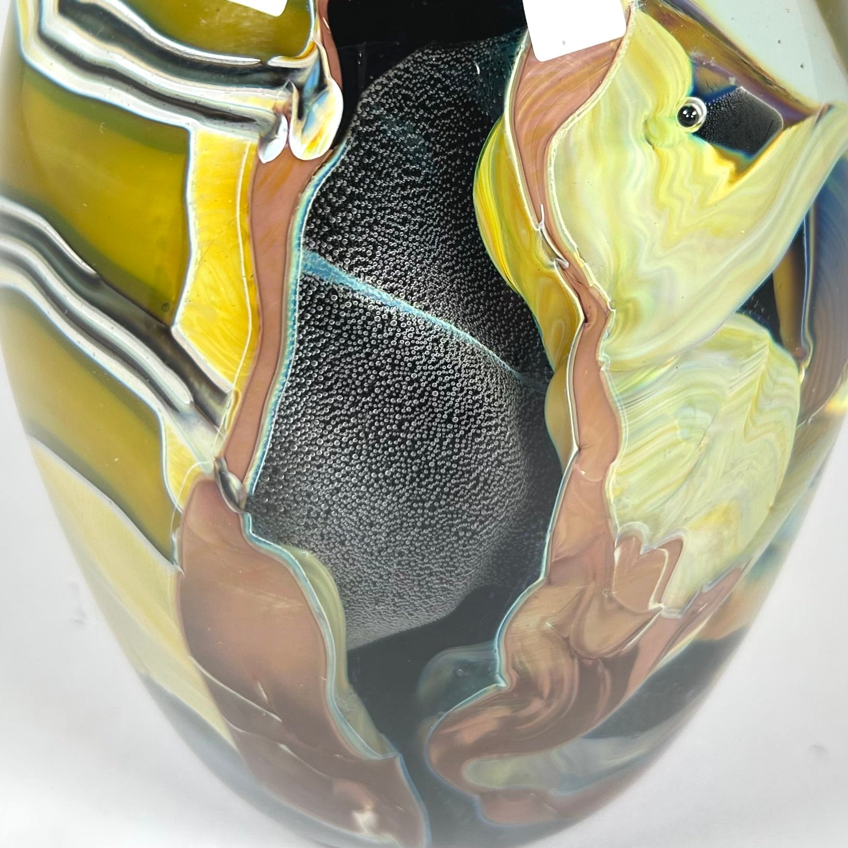 Mark Russell Signed Art Glass Paperweight — Abstract Egg Form, Numbered 7/80