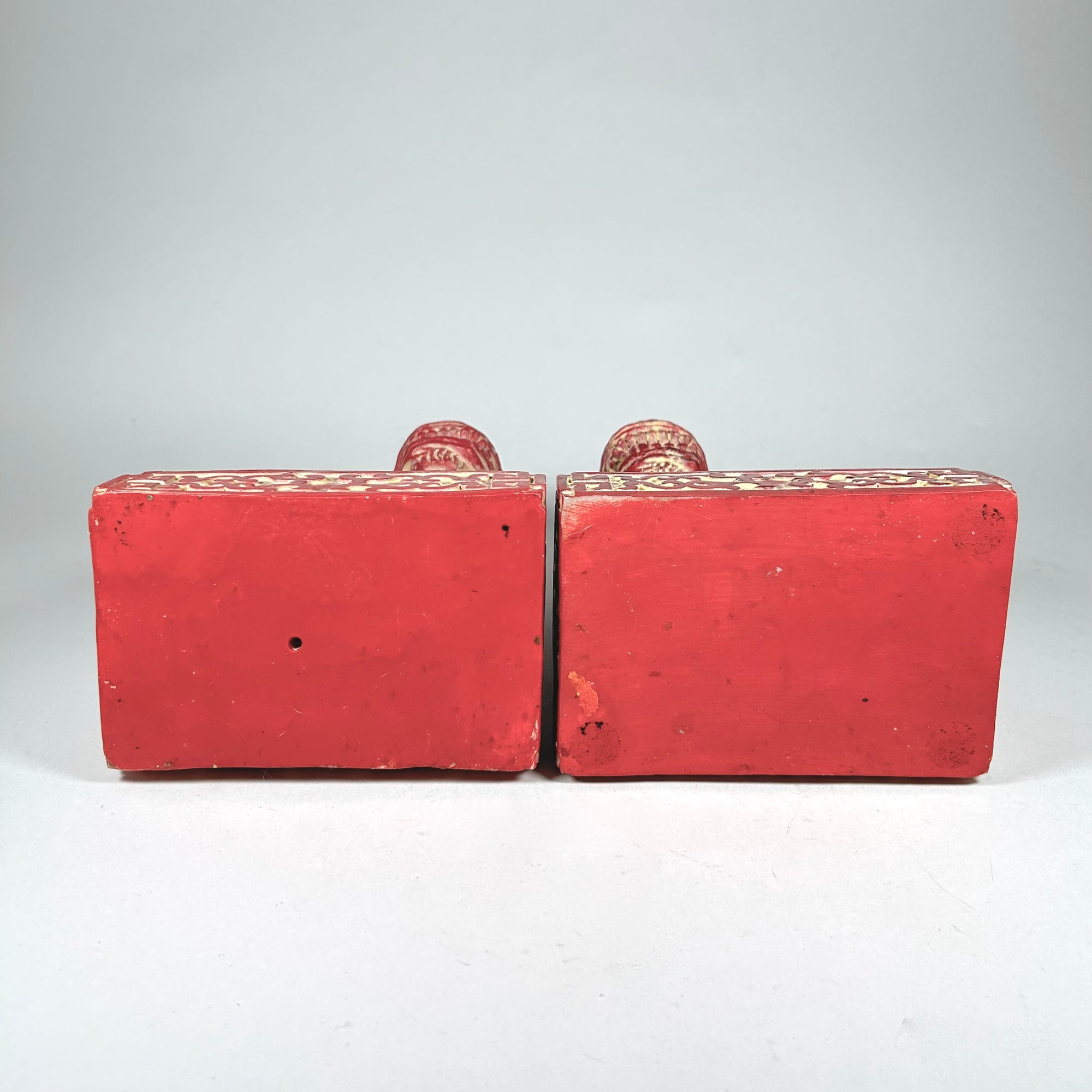 MCM Chinese Foo Dog Bookends in Red