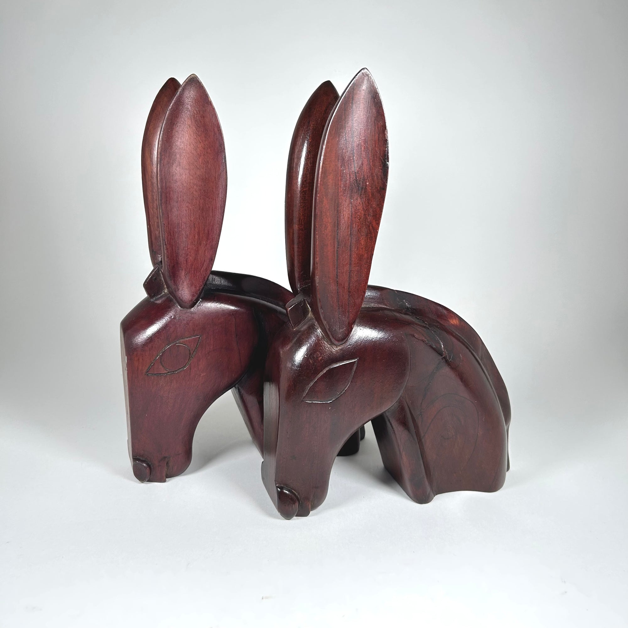 Mid-Century Modern Wood Donkey Bookends