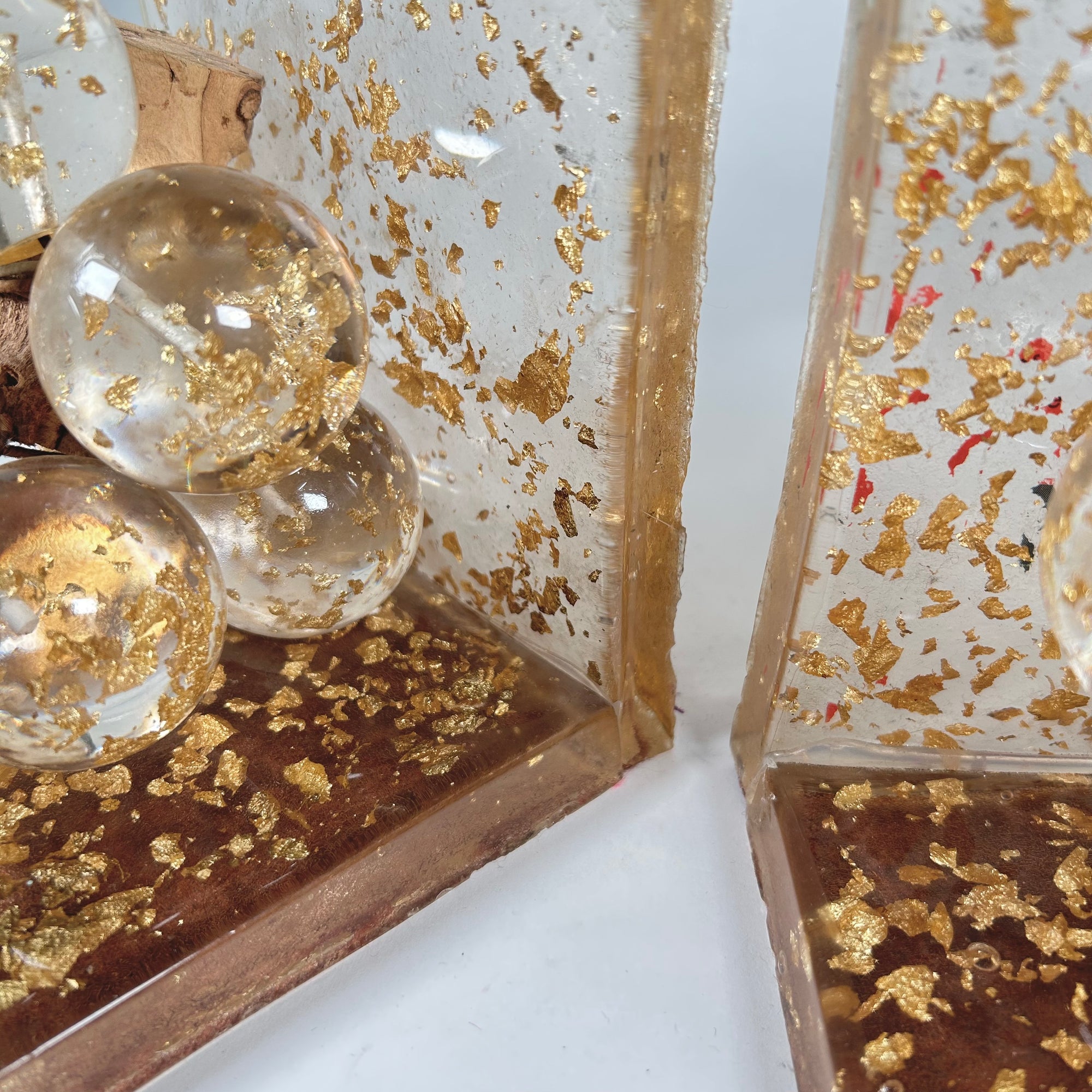 Resin Grape Bunch Bookends with Gold Flecks