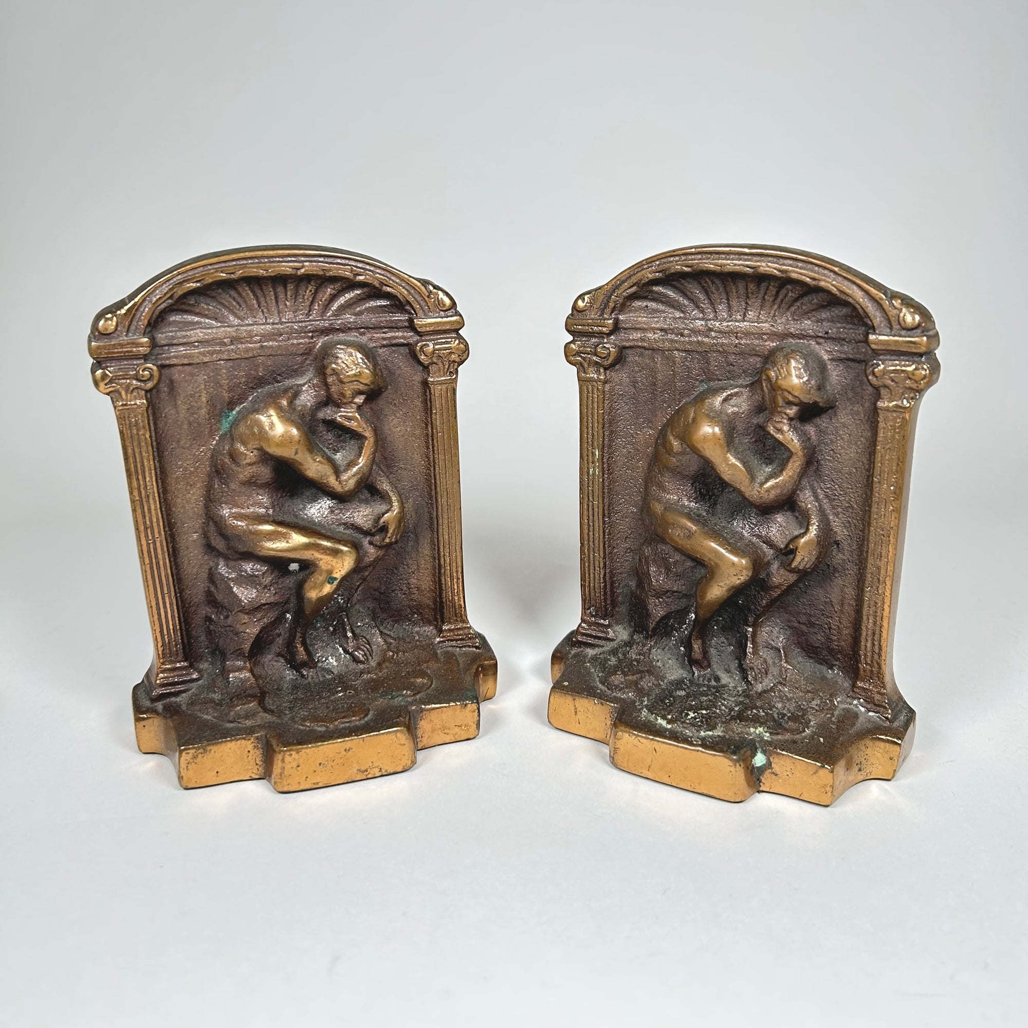 The Thinker Cast Brass Small Bookend Set