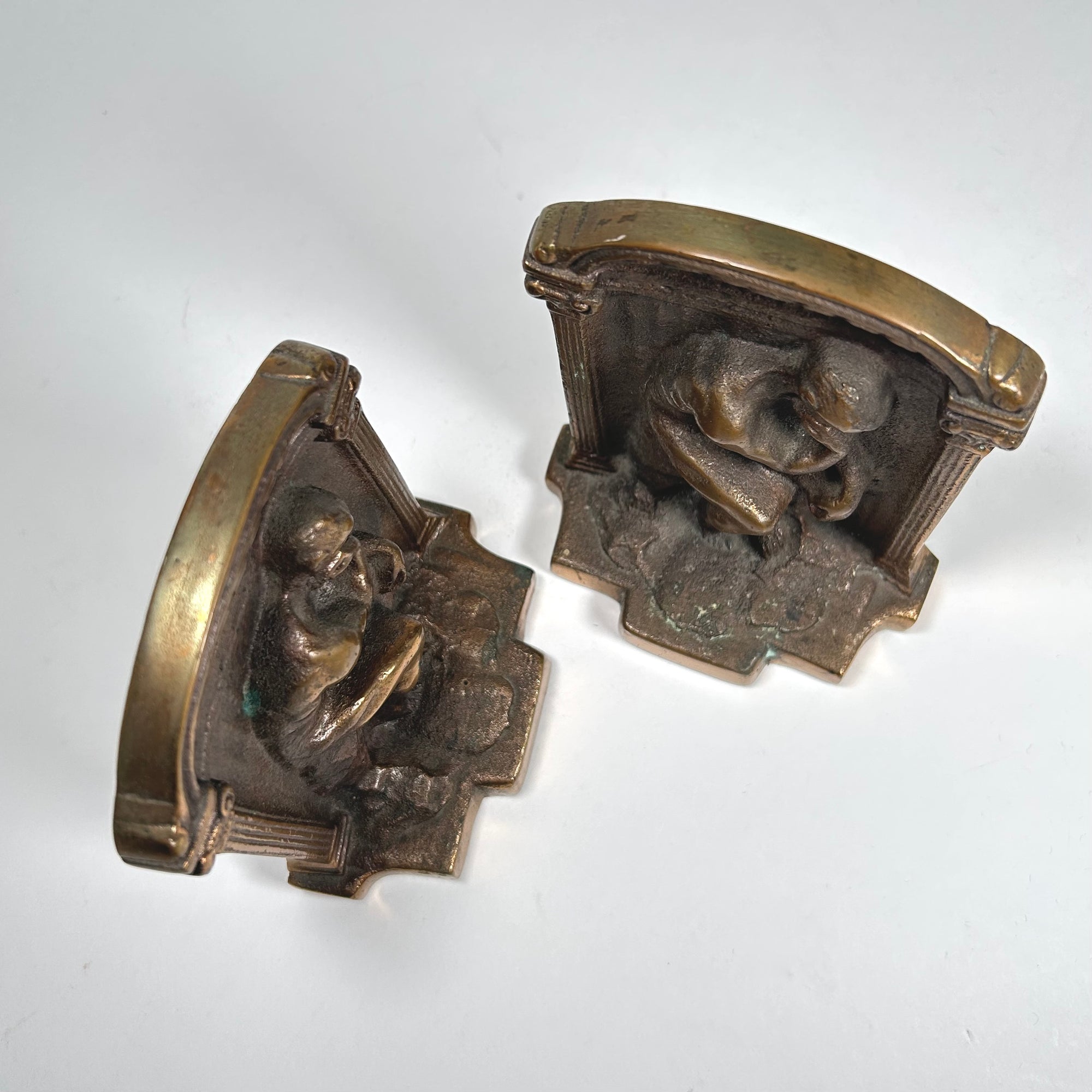 The Thinker Cast Brass Small Bookend Set