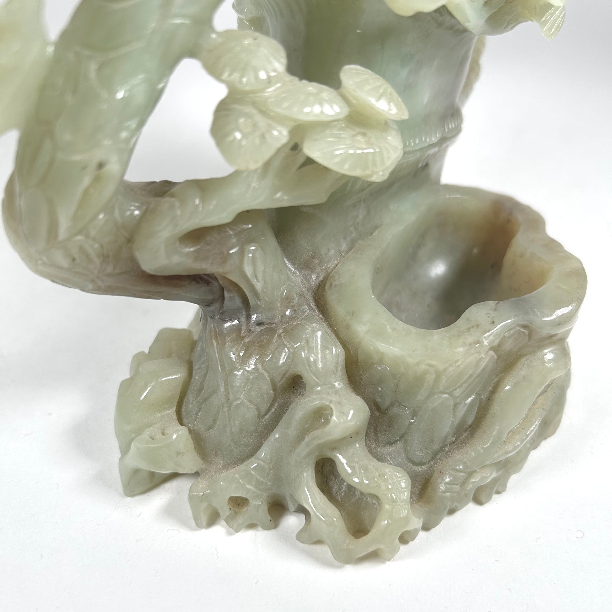 Asian Bamboo and Tree Carving in Celadon Green