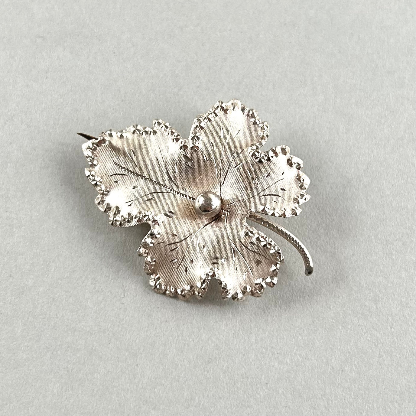 Antique Sterling Silver Ivy Leaf Brooch