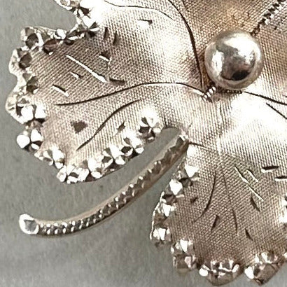 Antique Sterling Silver Ivy Leaf Brooch
