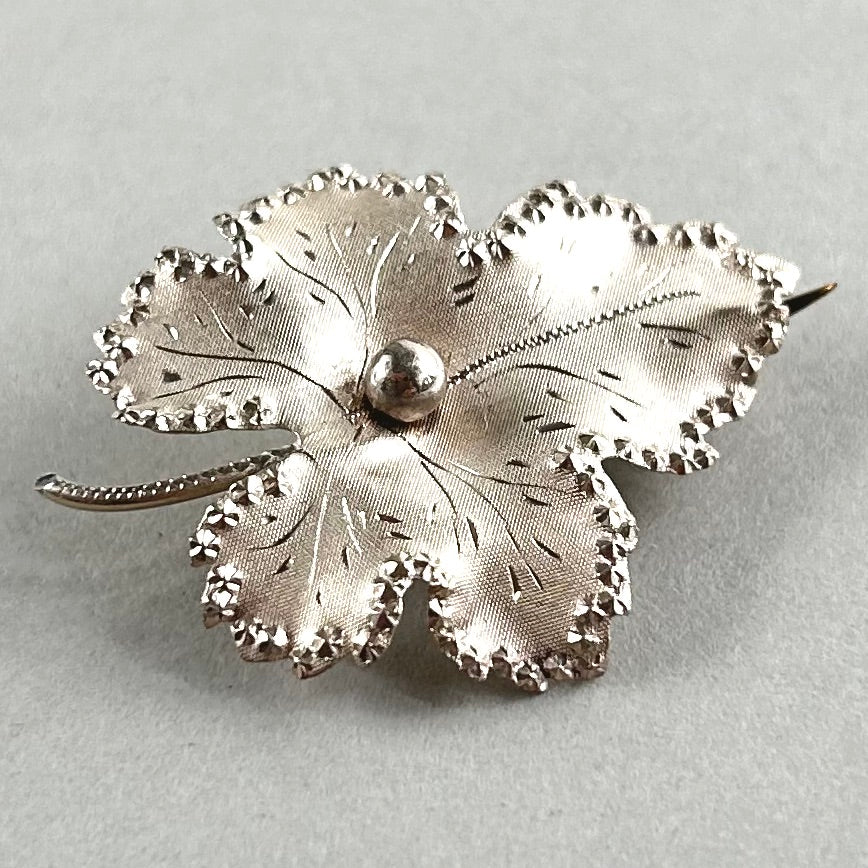 Antique Sterling Silver Ivy Leaf Brooch