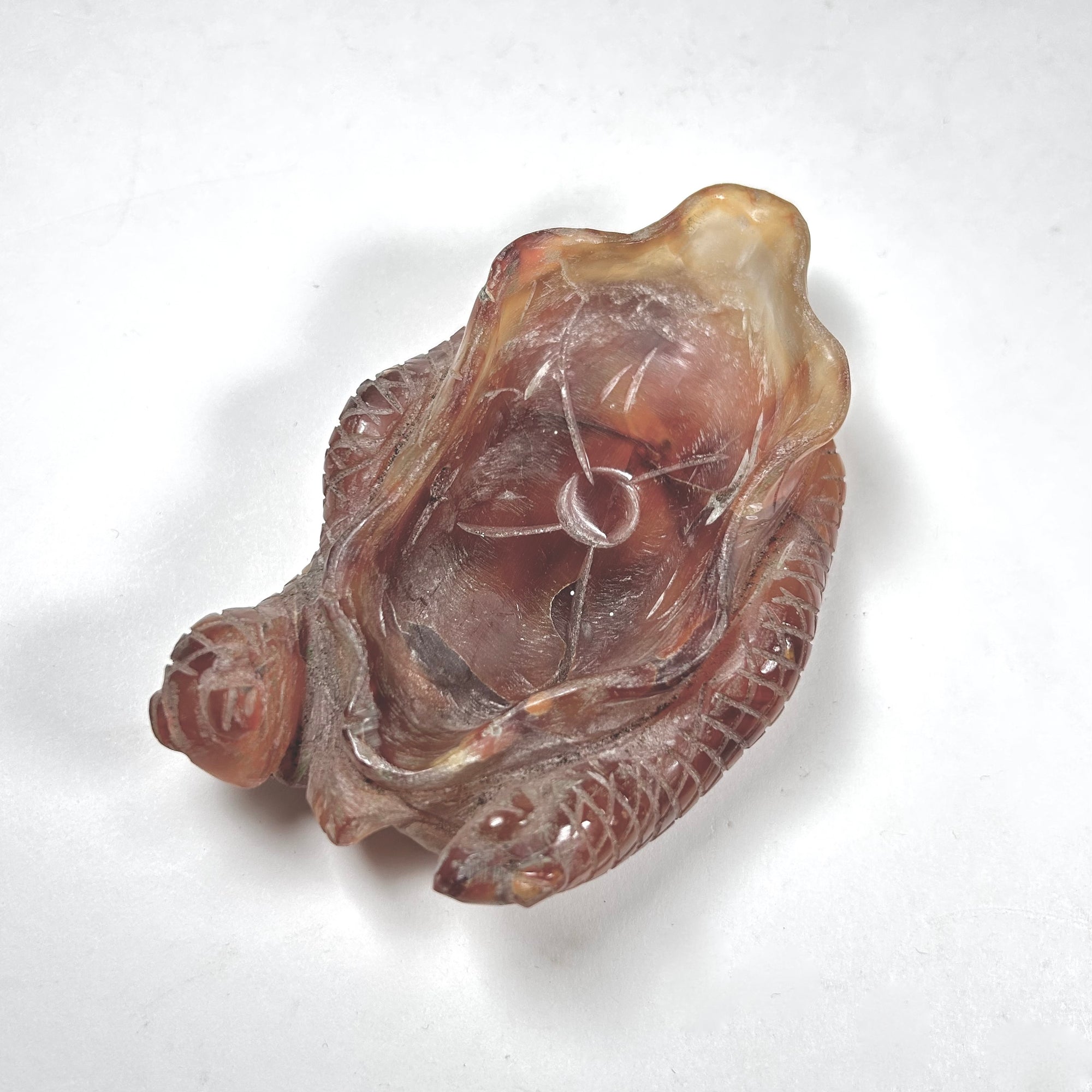 Small Carved Asian Serpent Hardstone Dish