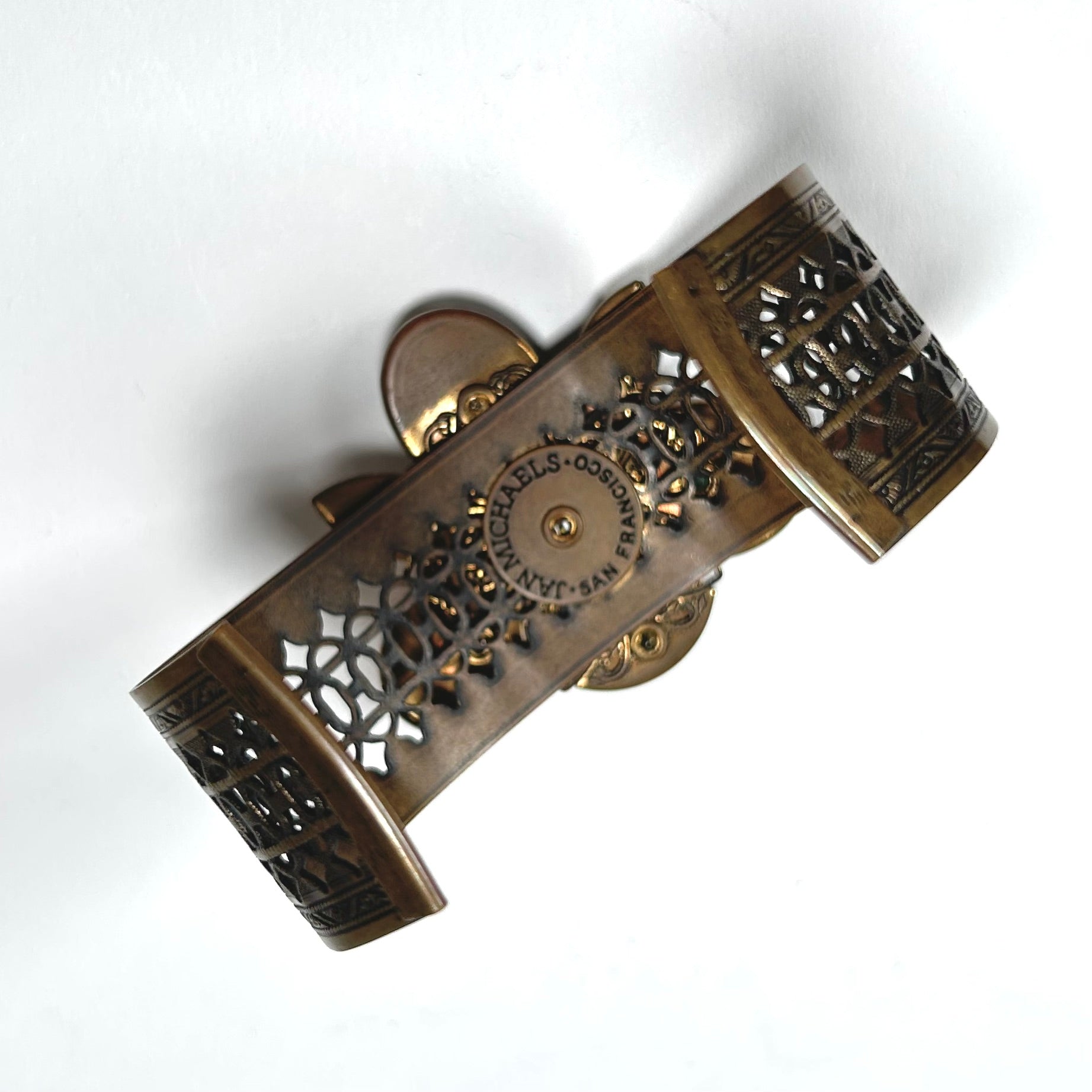 Jan Michaels Brass Cuff Bracelet with Multi-Color Gemstones