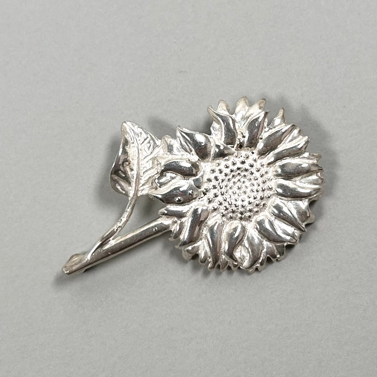 Vintage Sterling Silver Sunflower Brooch