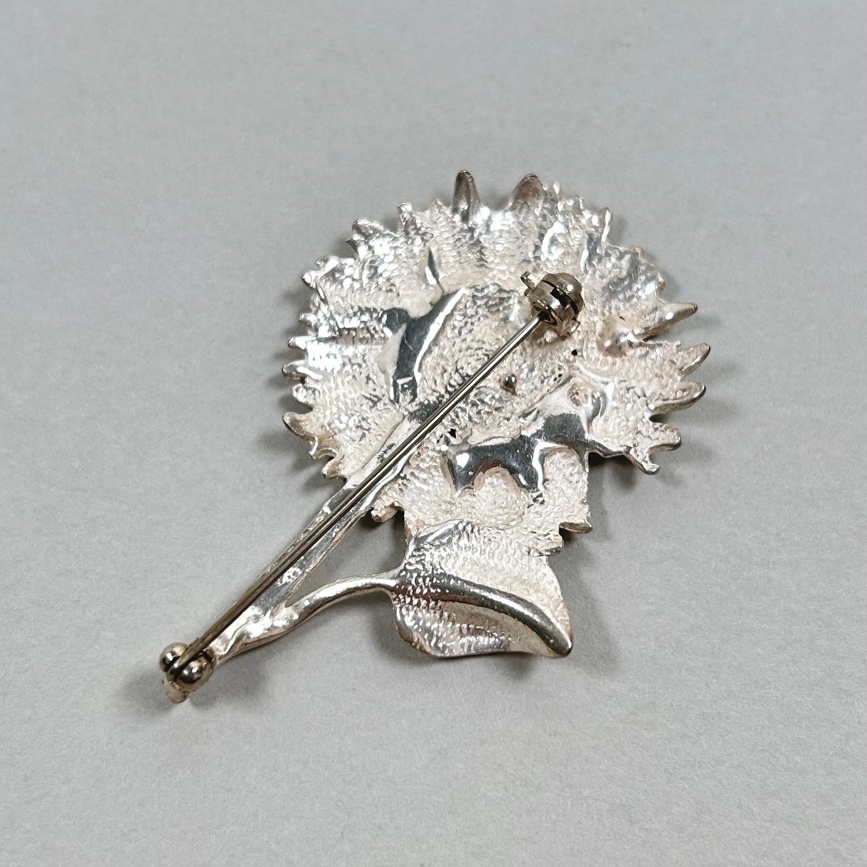 Vintage Sterling Silver Sunflower Brooch