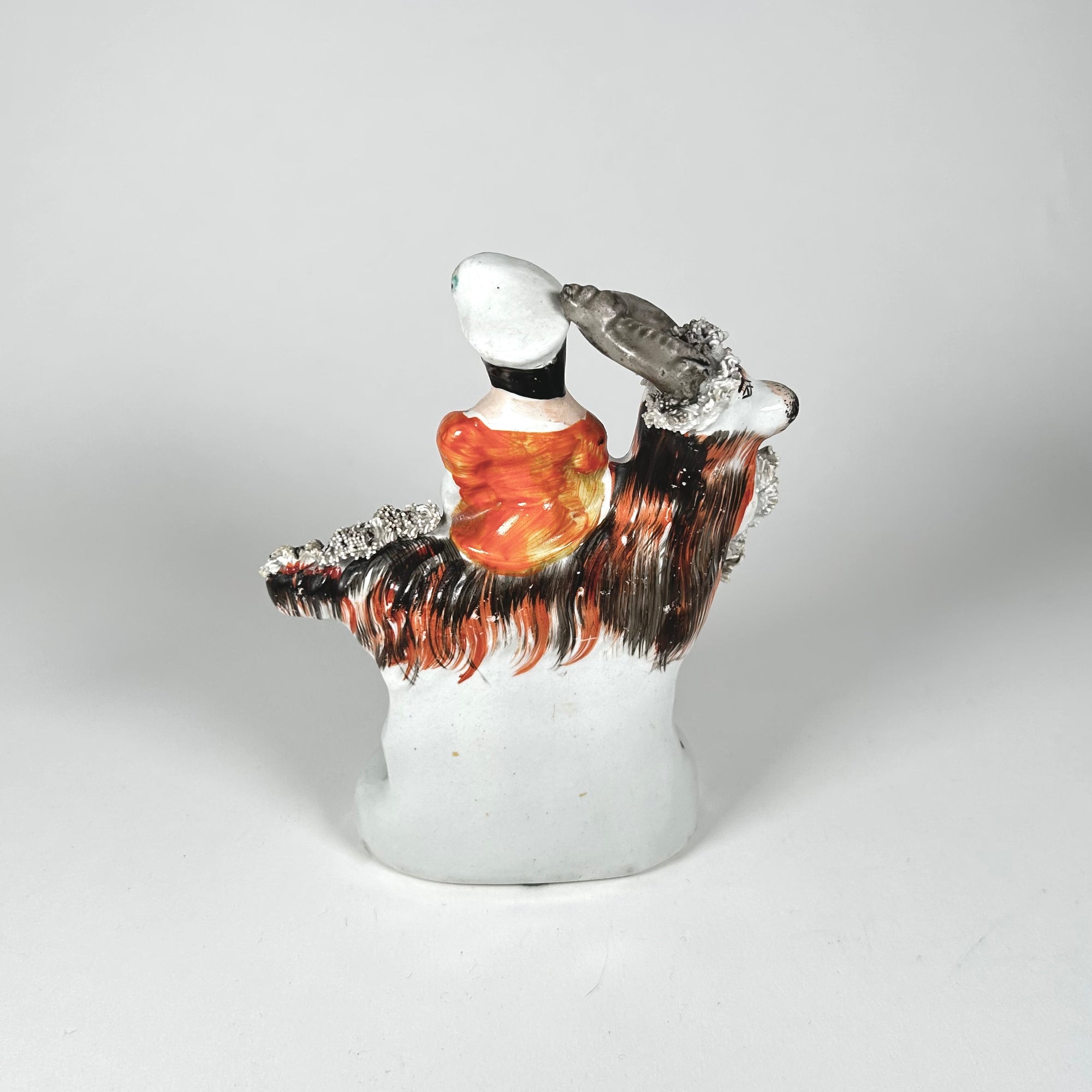 Victorian Staffordshire Girl on Goat Flatback Figurine