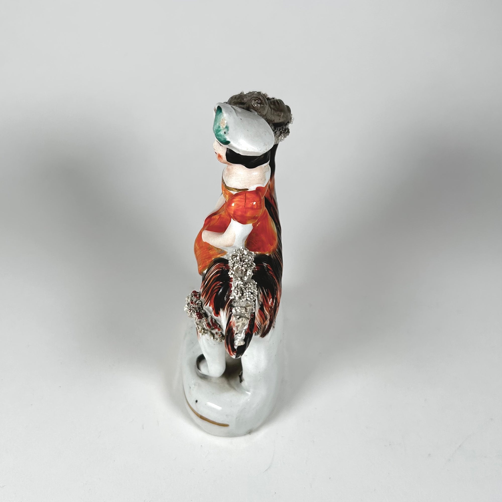 Victorian Staffordshire Girl on Goat Flatback Figurine