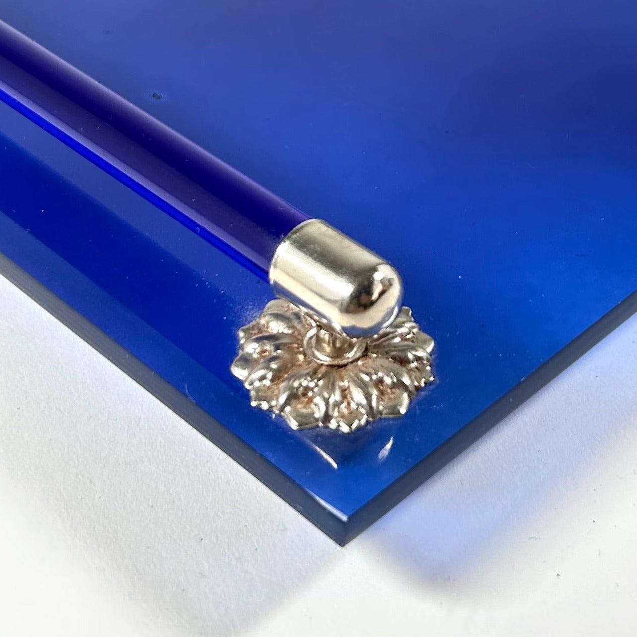 Cobalt Blue Glass Vanity Tray with Diana the Huntress Motif — Avon Collectible 1971