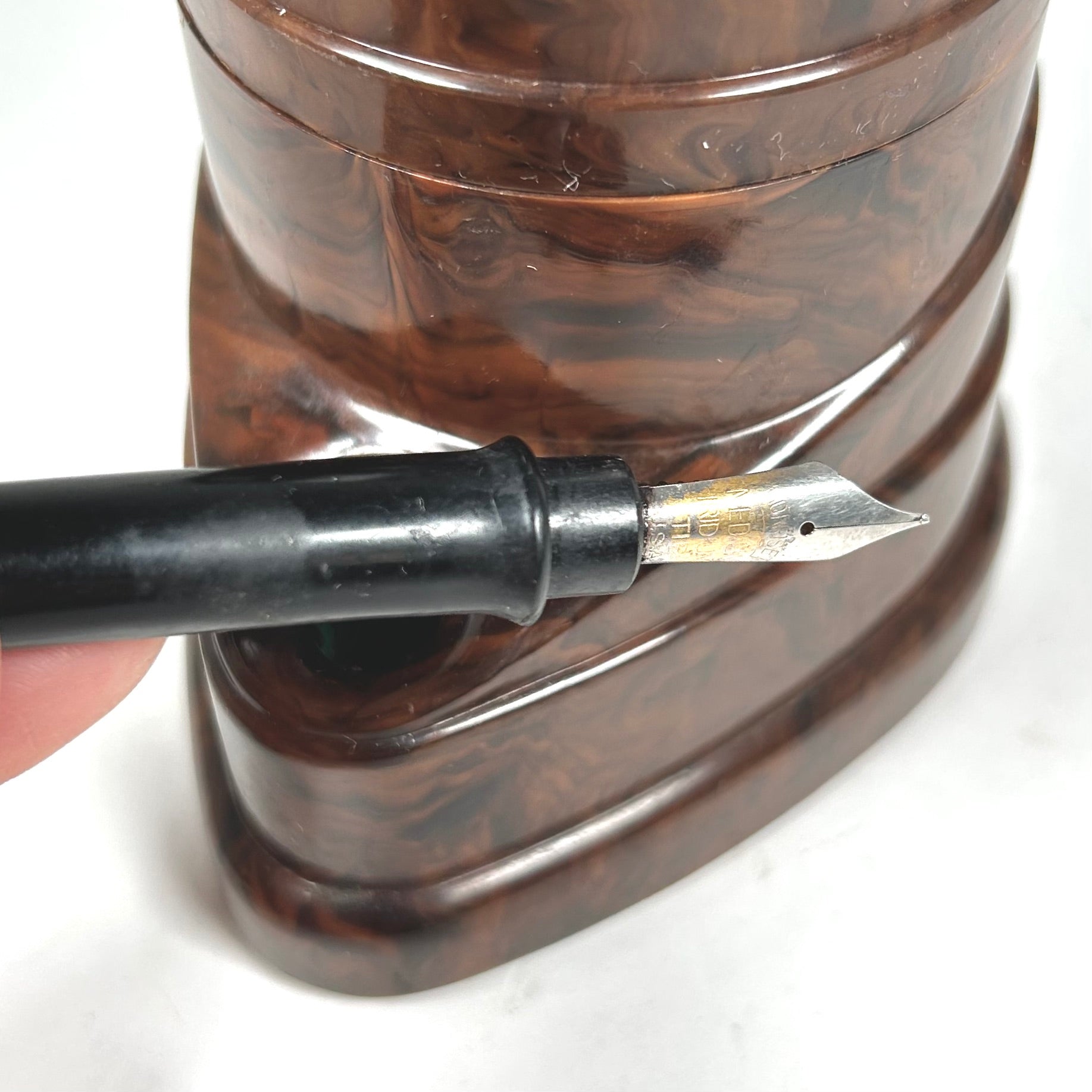 Morriset Pen Ink Unit Constant Flowing Ink Well in Brown Swirl