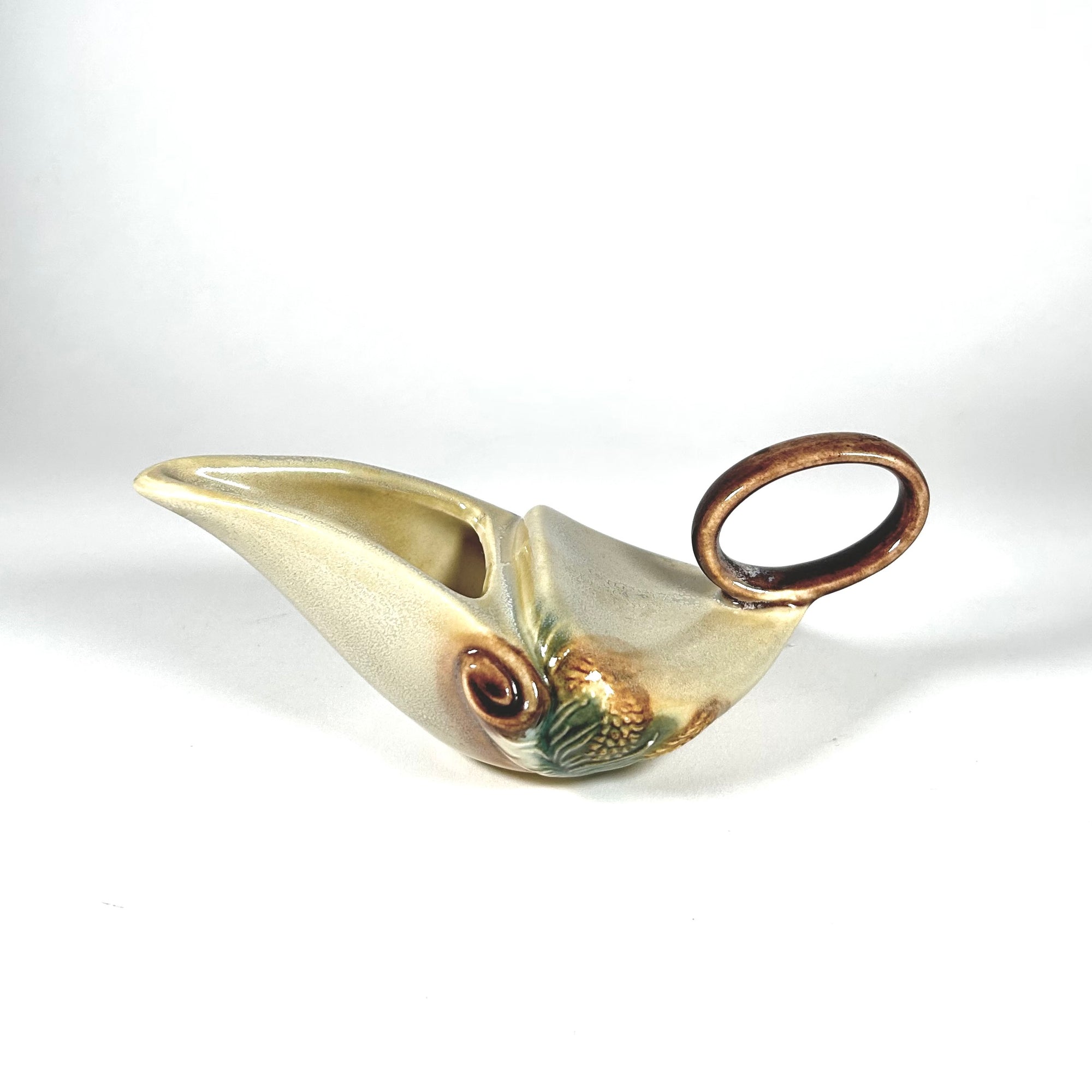 Hull Pottery Parchment and Pine Aladdin's Lamp Creamer