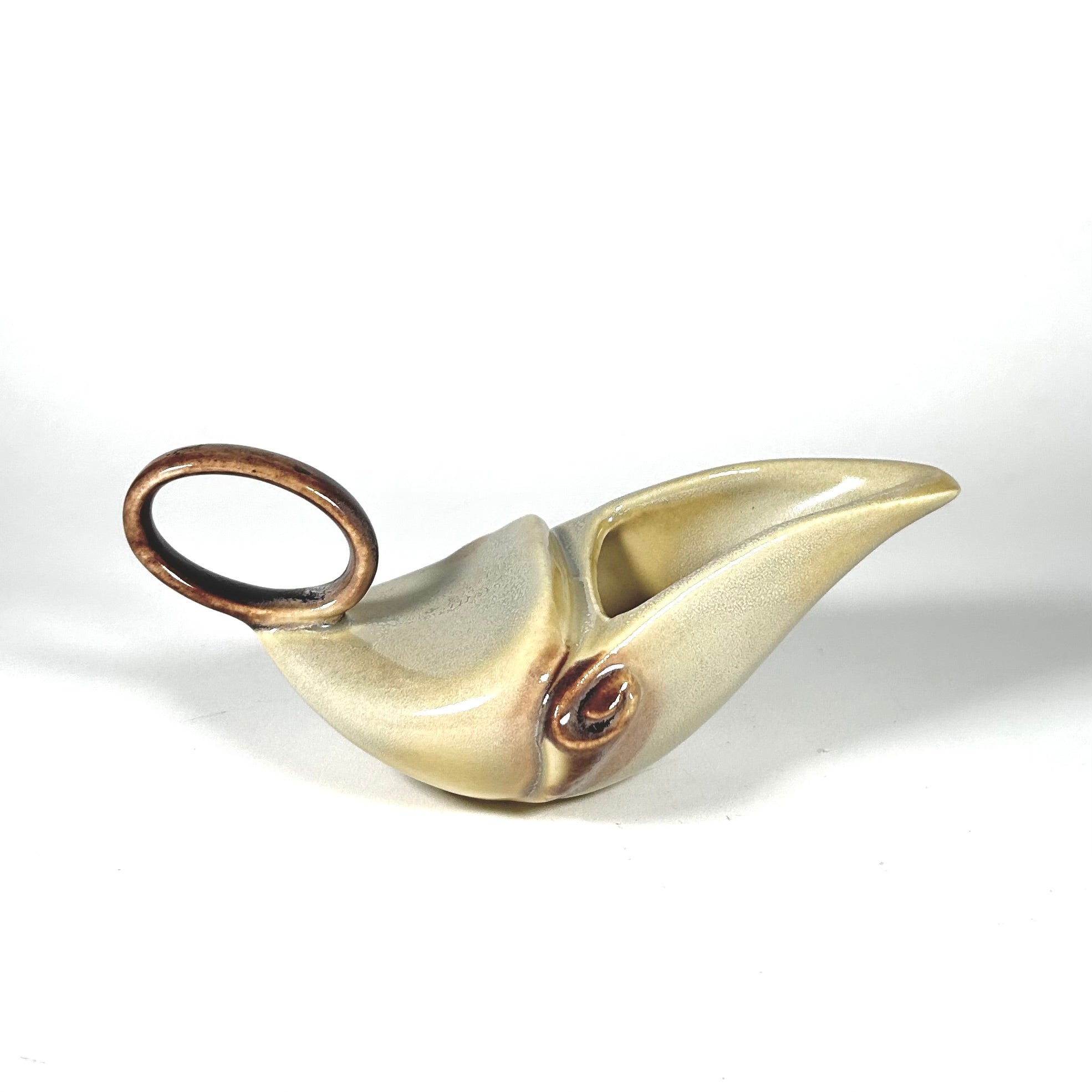 Hull Pottery Parchment and Pine Aladdin's Lamp Creamer