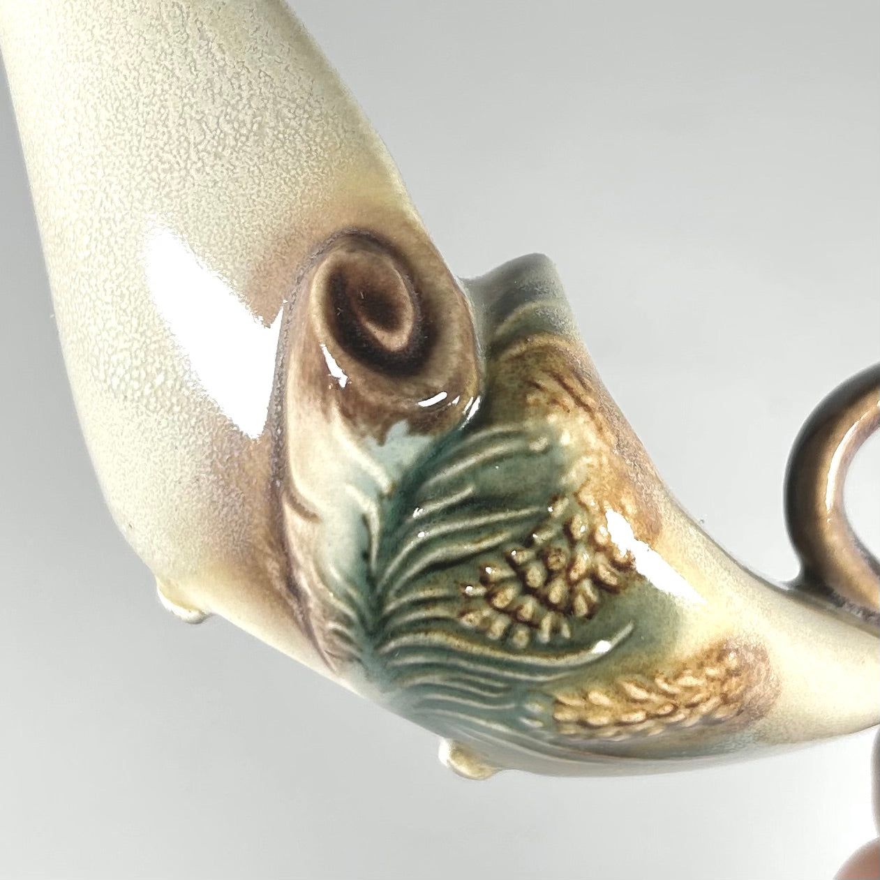 Hull Pottery Parchment and Pine Aladdin's Lamp Creamer