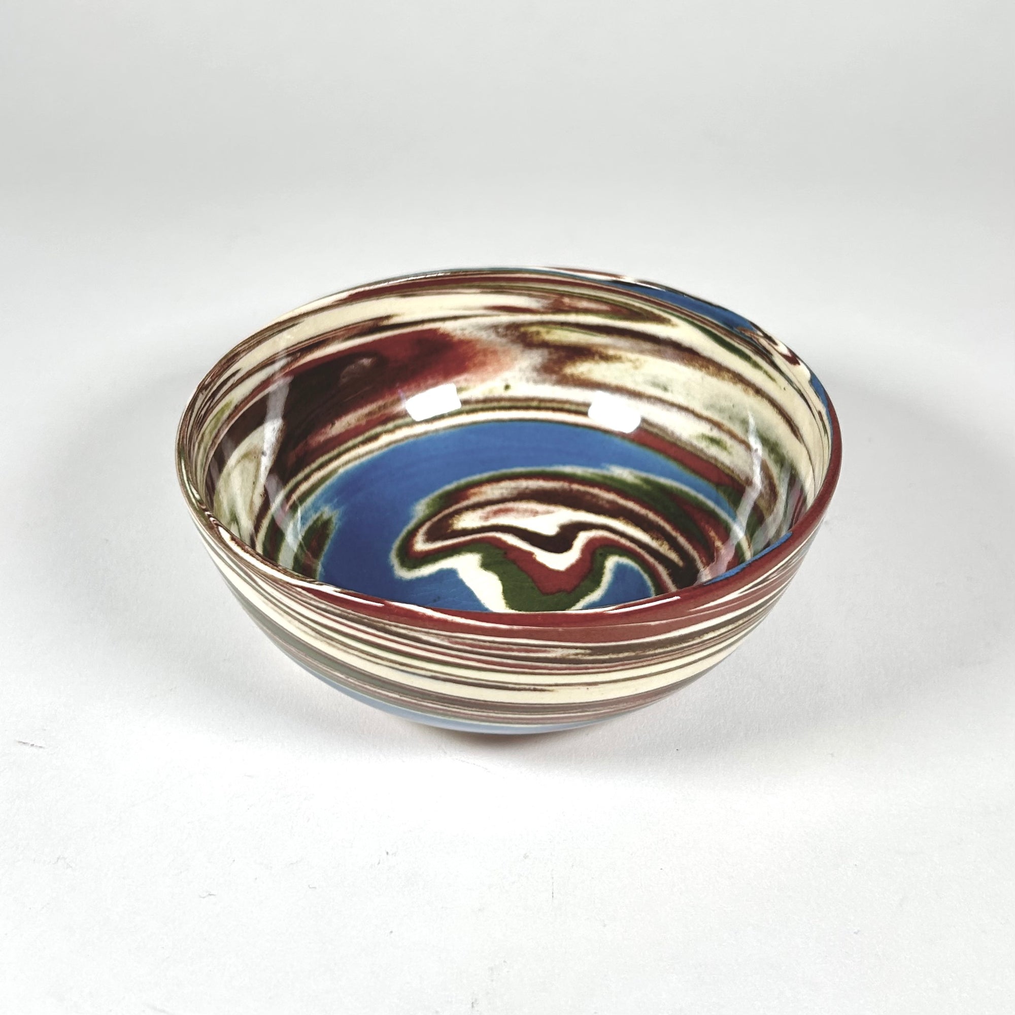 Desert Sands Pottery Mission Swirl Small Bowl — Blue and Red