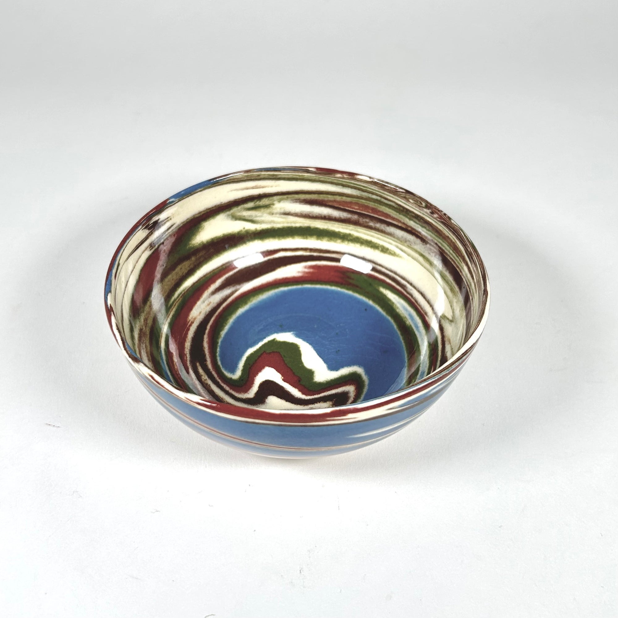 Desert Sands Pottery Mission Swirl Small Bowl — Blue and Red