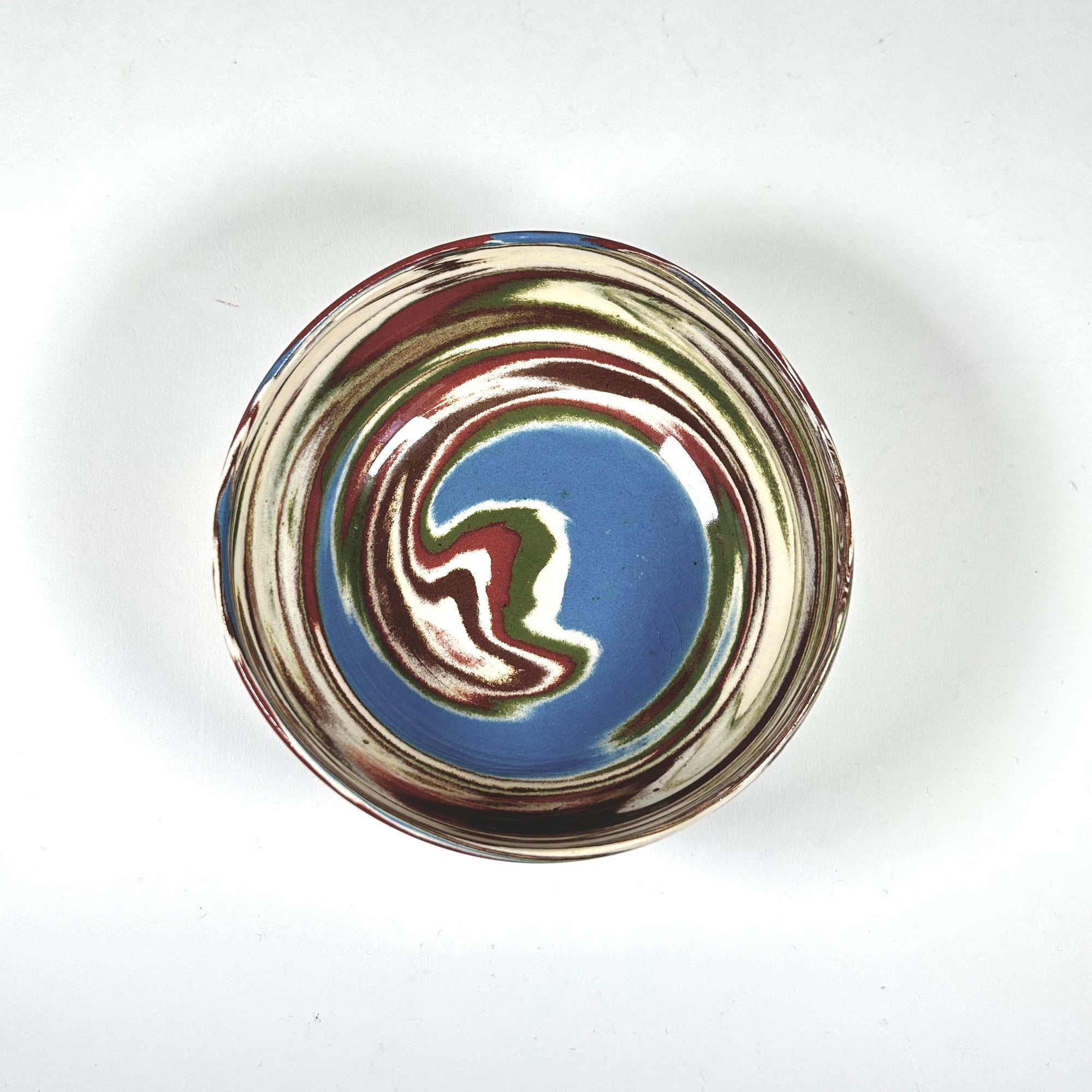 Desert Sands Pottery Mission Swirl Small Bowl — Blue and Red