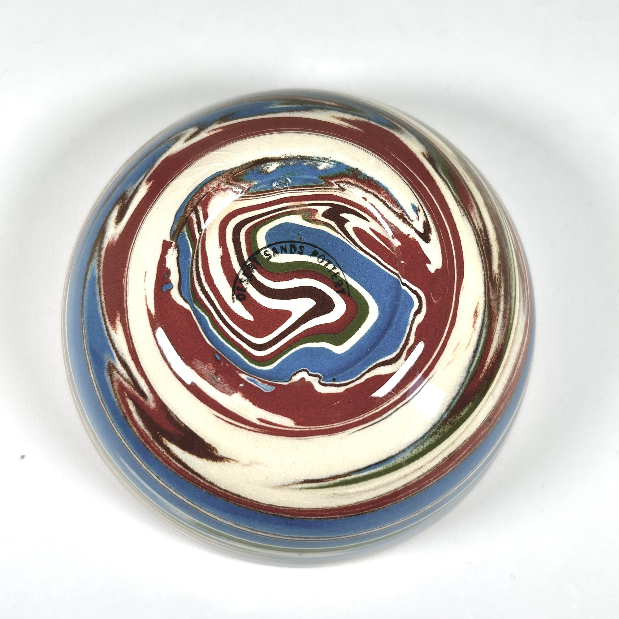 Desert Sands Pottery Mission Swirl Small Bowl — Blue and Red