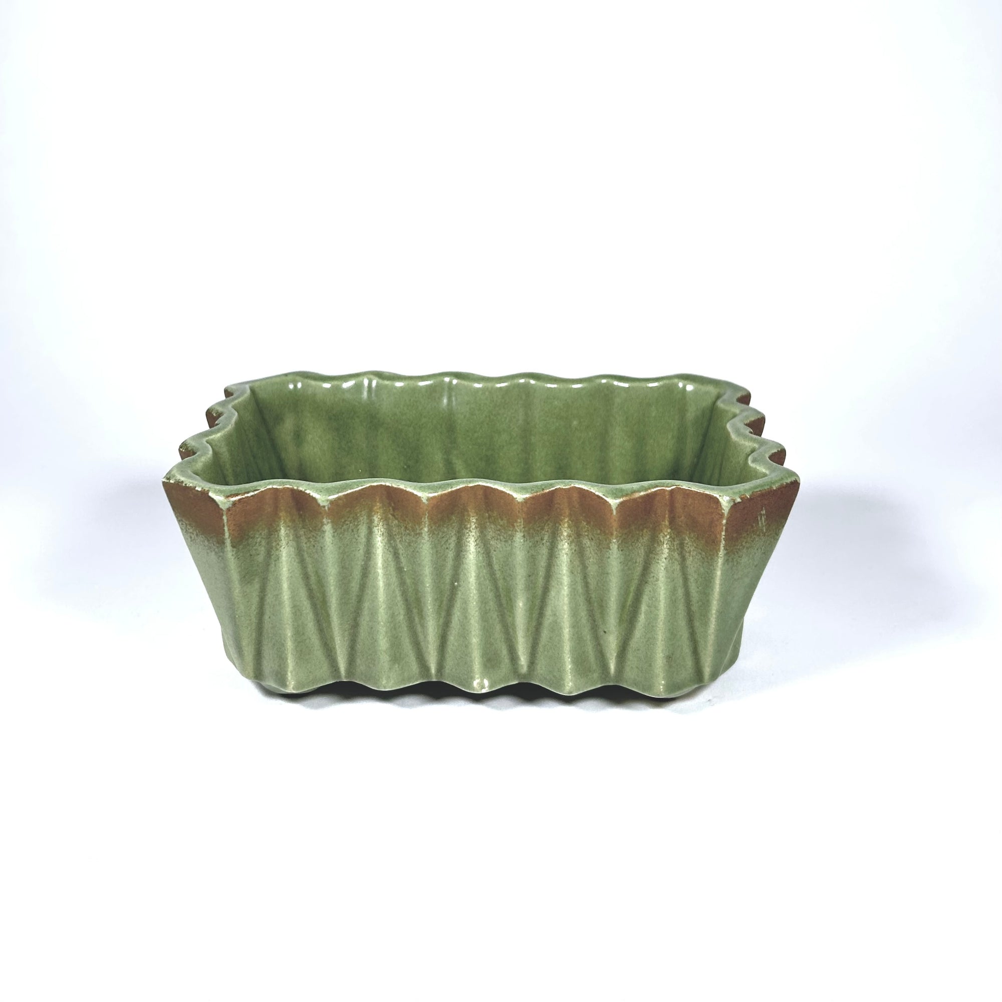 Upco Pottery Planter in Avocado Green and Gold 